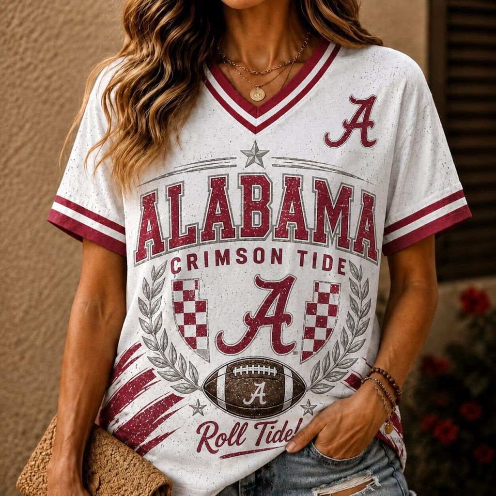 Alabama Crimson Tide Football Legacy V-Neck T-Shirt for Women Alabama Crimson Tide Football Legacy V-Neck T-Shirt for Women