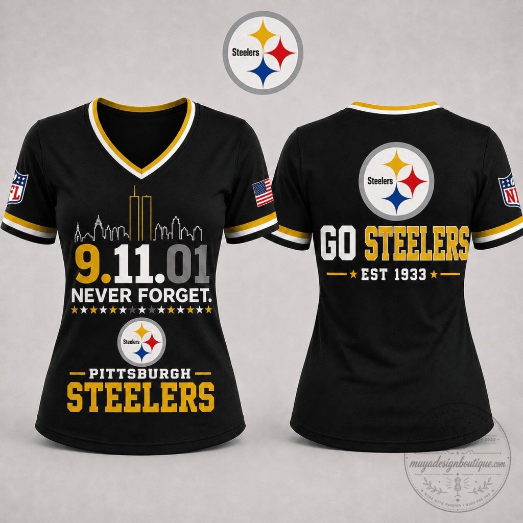 Women's V-Neck T-Shirt - September 11 Never Forget - Pittsburgh Steelers Women's V-Neck T-Shirt - September 11 Never Forget - Pittsburgh Steelers