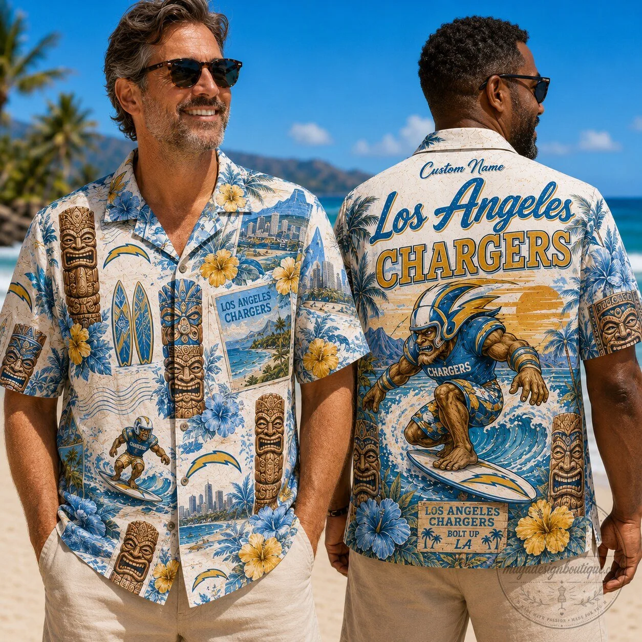 Los Angeles Chargers Football Surfing Hawaiian Shirt for Men