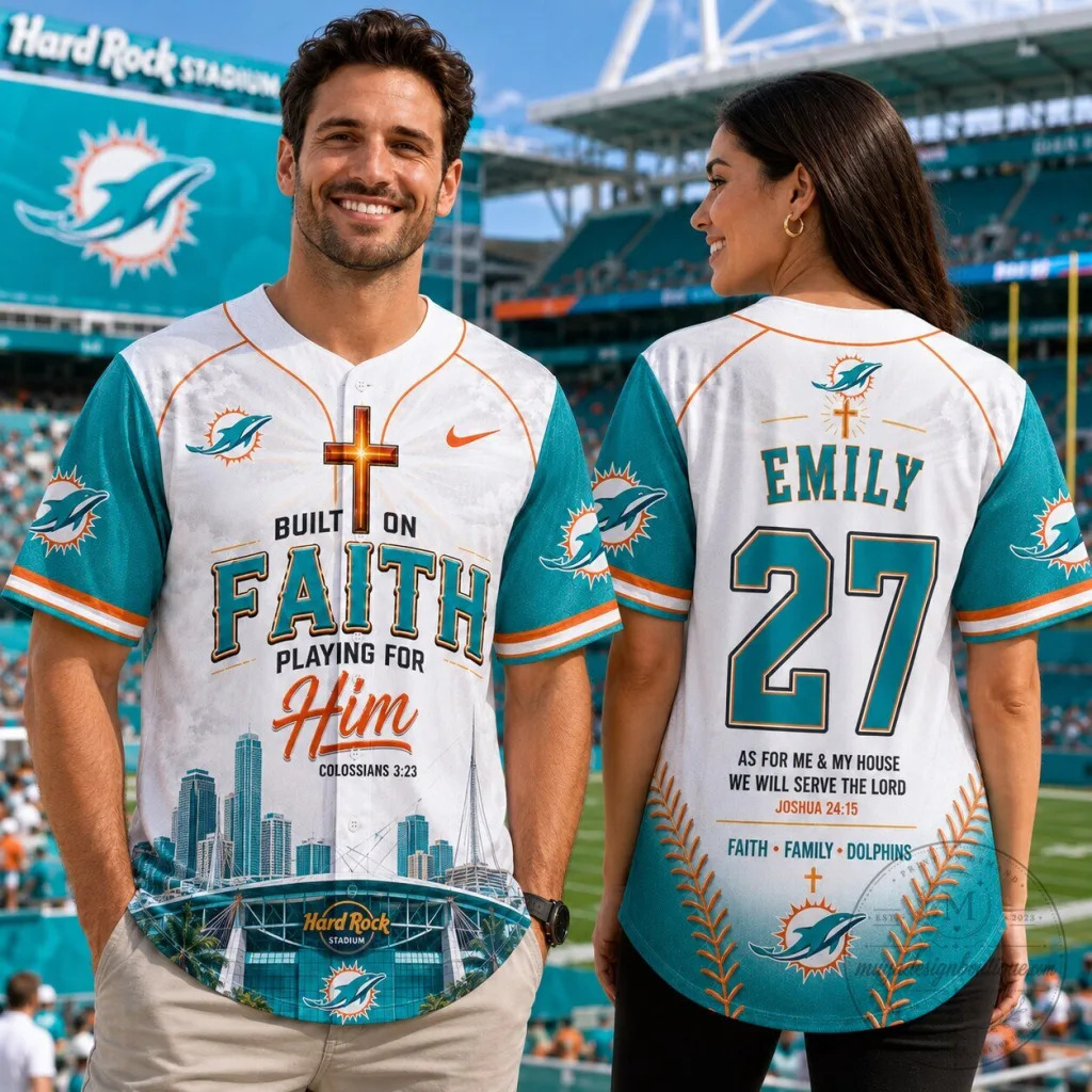 Miami Dolphins Football Baseball Jersey for Faith and Family Fans Miami Dolphins Football Baseball Jersey for Faith and Family Fans