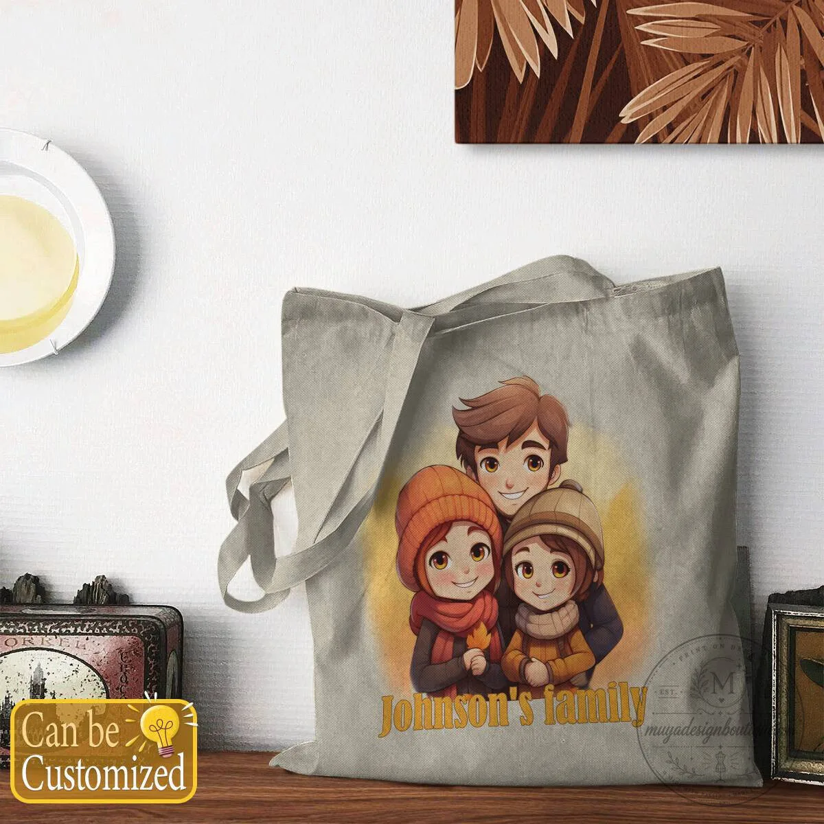 Personalized Family Portrait Custom Tote Bag for Three People 5 Personalized Family Portrait Custom Tote Bag for Three People