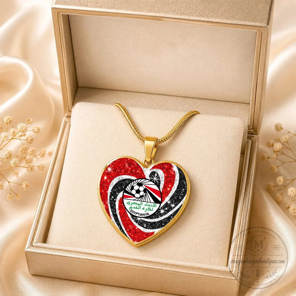 Egyptian Football Association Heart Pendant Necklace World Cup 2026 Fan Gift