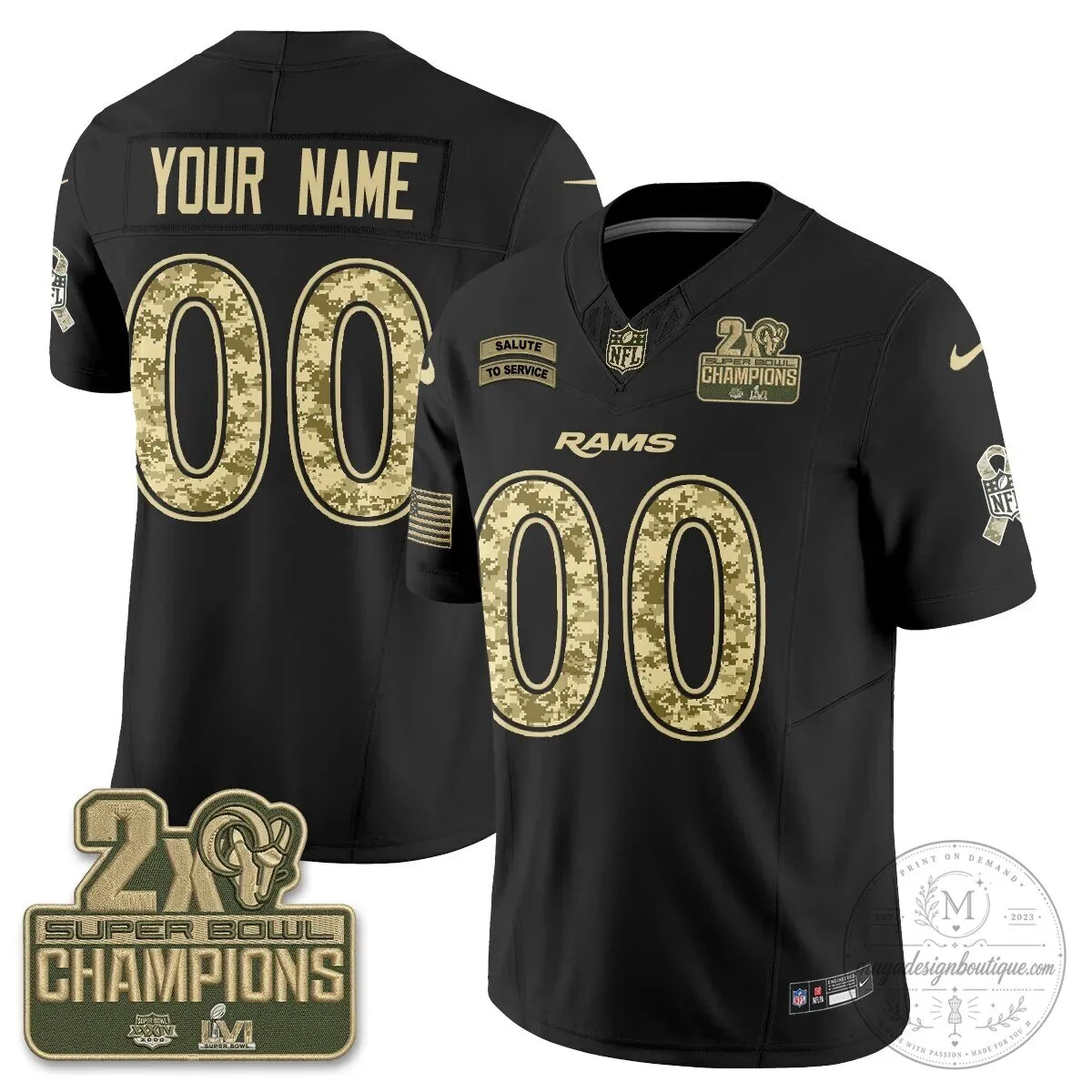 Los Angeles Rams Salute To Service Two Time Super Bowl Champions Football Jersey 9 Los Angeles Rams Salute To Service Two Time Super Bowl Champions Football Jersey