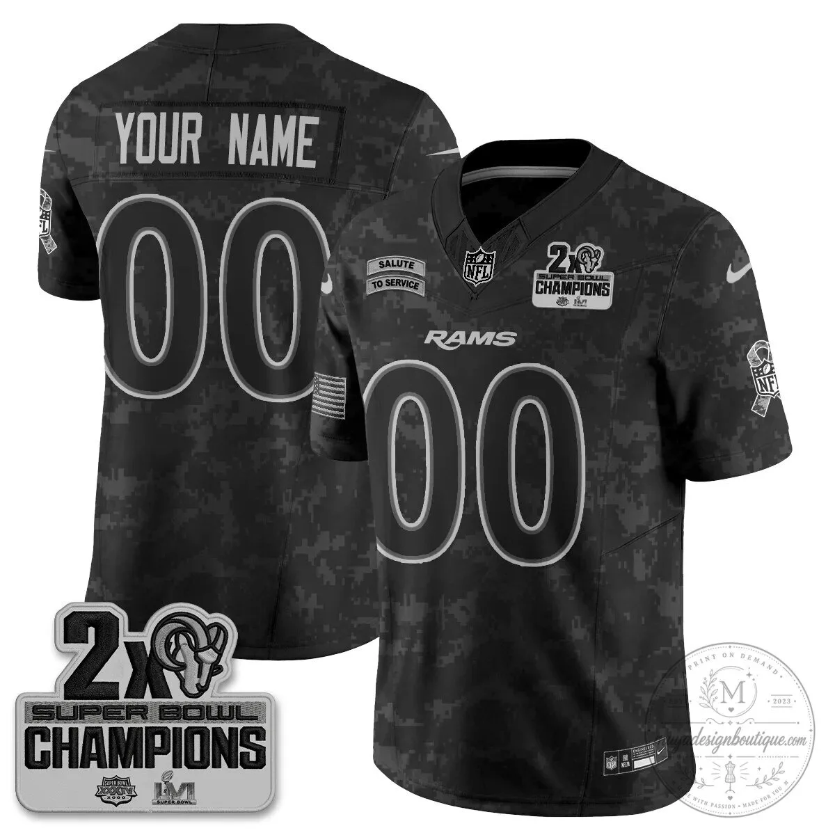 Los Angeles Rams Salute To Service Two Time Super Bowl Champions Football Jersey 10 Los Angeles Rams Salute To Service Two Time Super Bowl Champions Football Jersey