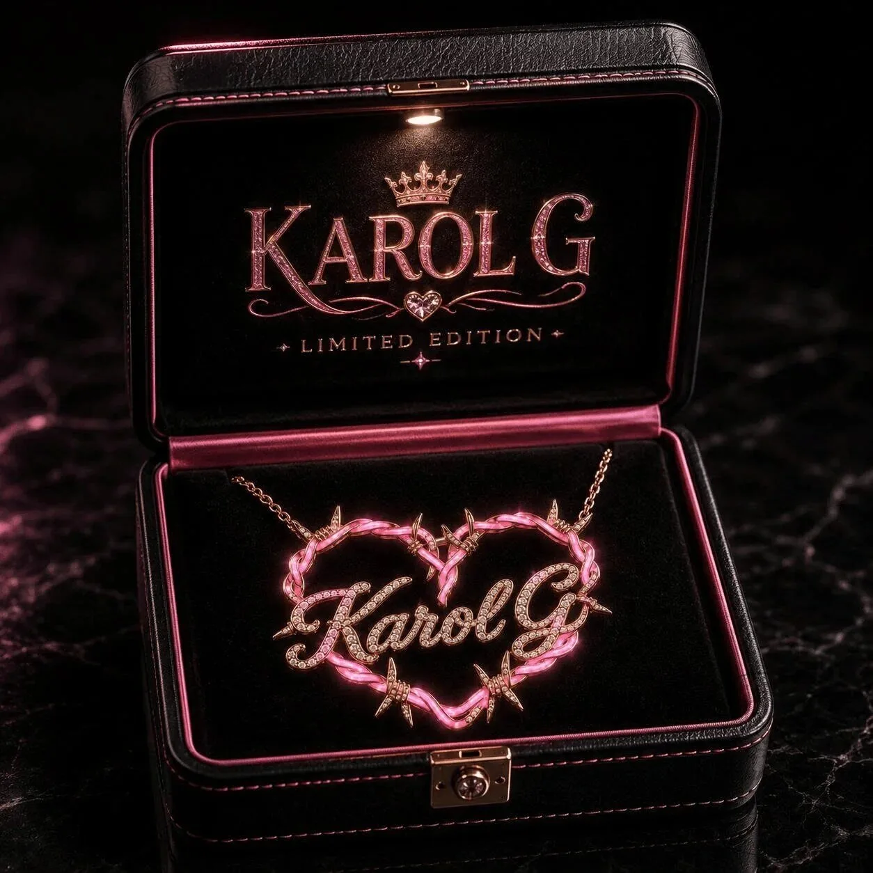 Karol G Barbed Wire Heart Glow in the Dark Pendant Necklace 10 Karol G Barbed Wire Heart Glow in the Dark Pendant Necklace