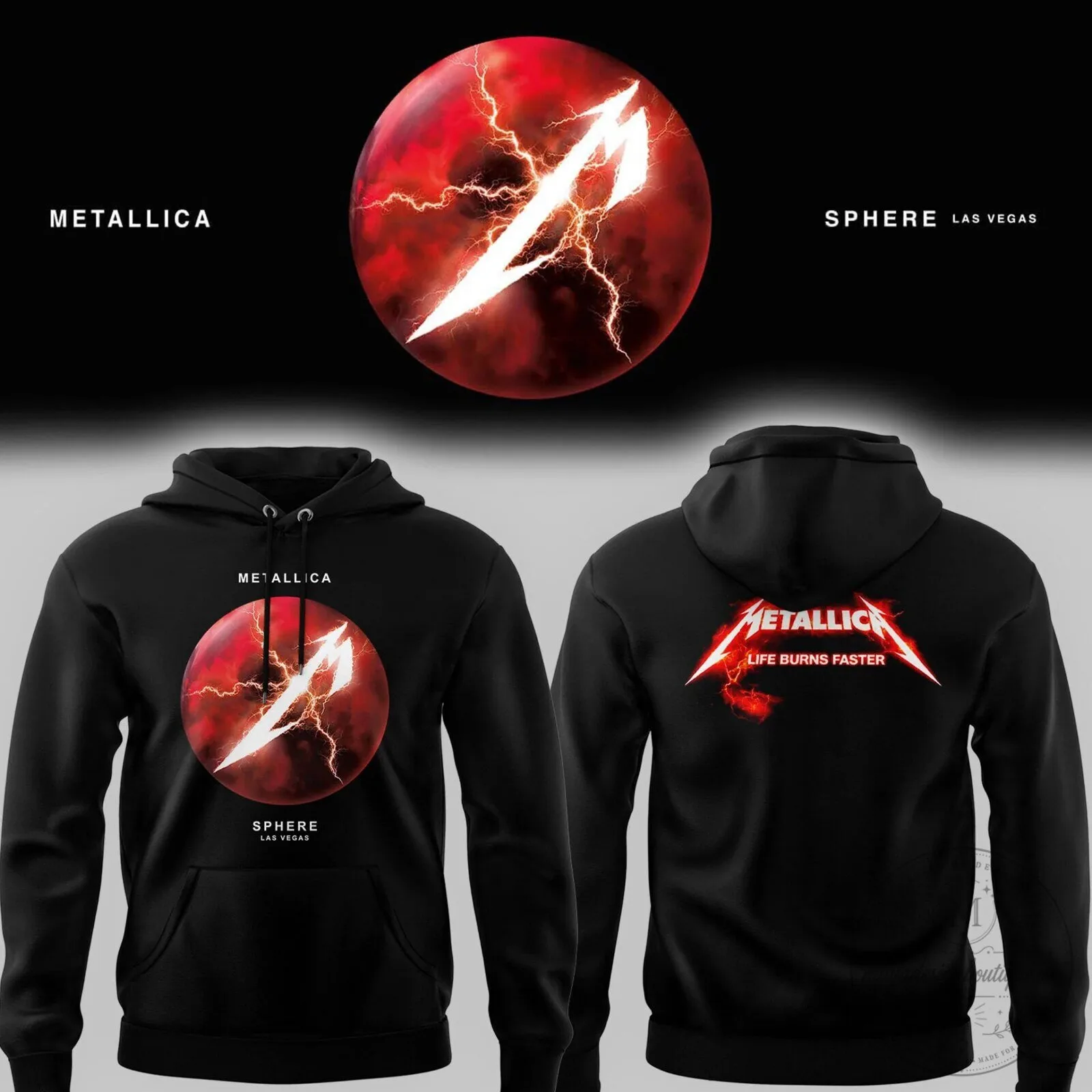 Metallica Life Burns Faster Sphere Las Vegas Concert Black Hoodie 7 Metallica Life Burns Faster Sphere Las Vegas Concert Black Hoodie