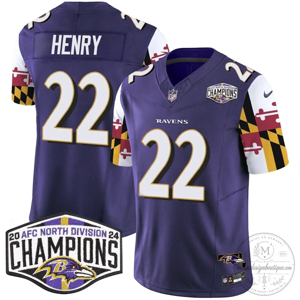 Baltimore Ravens 2024 AFC North Division Champions Henry Football Jersey Baltimore Ravens 2024 AFC North Division Champions Henry Football Jersey