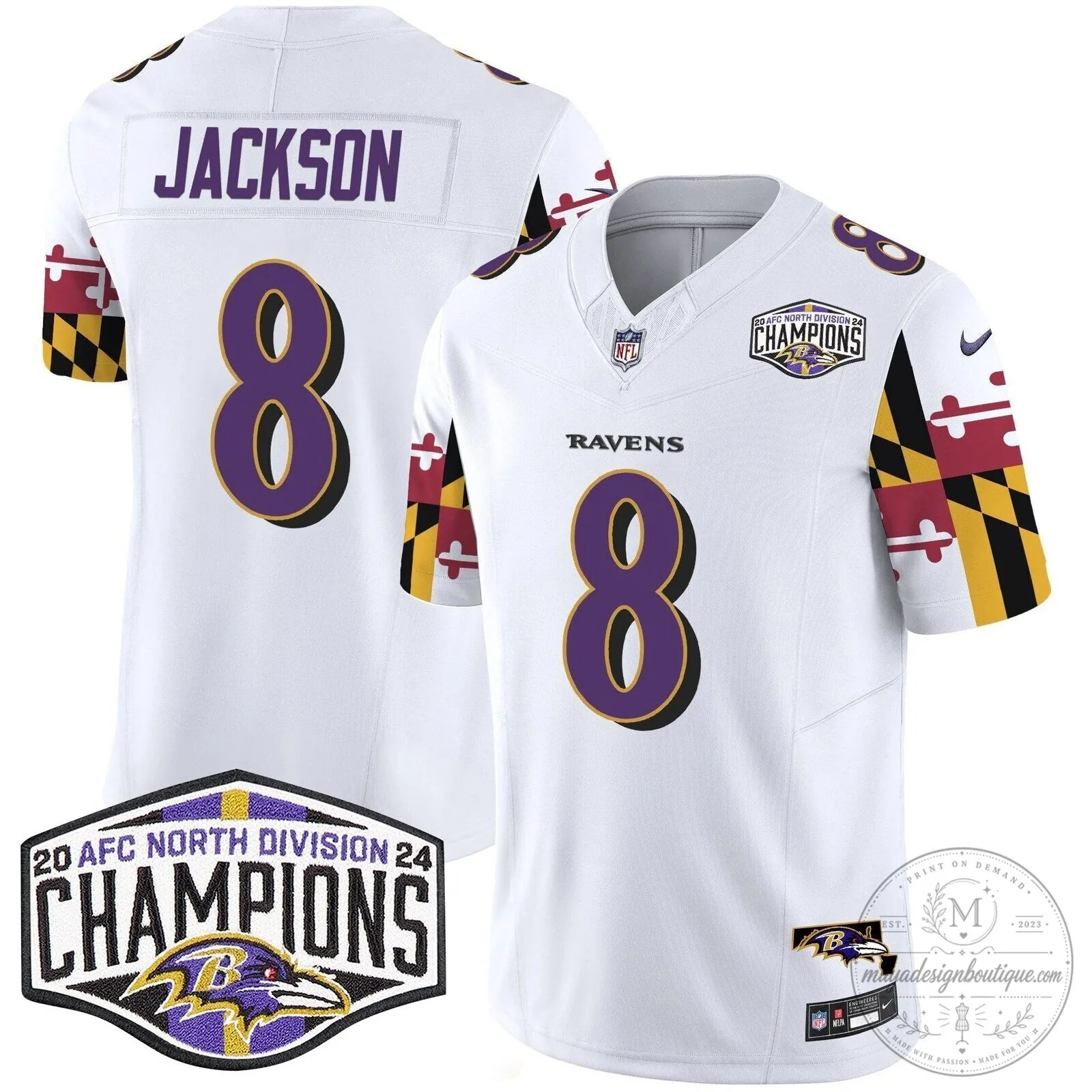 Baltimore Ravens 2024 AFC North Division Champions Henry Football Jersey 42 Baltimore Ravens 2024 AFC North Division Champions Henry Football Jersey