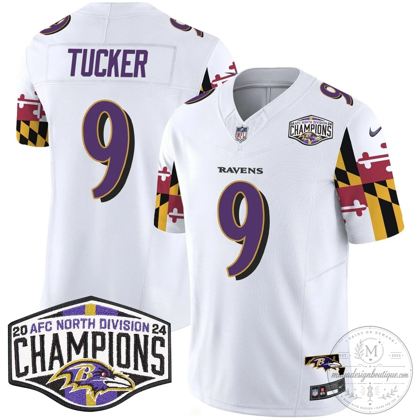 Baltimore Ravens 2024 AFC North Division Champions Henry Football Jersey 43 Baltimore Ravens 2024 AFC North Division Champions Henry Football Jersey