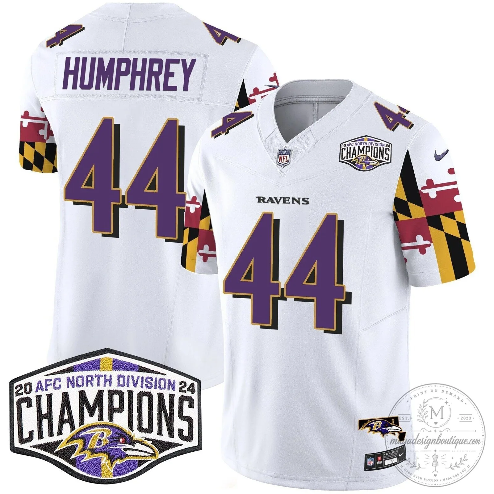 Baltimore Ravens 2024 AFC North Division Champions Henry Football Jersey 45 Baltimore Ravens 2024 AFC North Division Champions Henry Football Jersey
