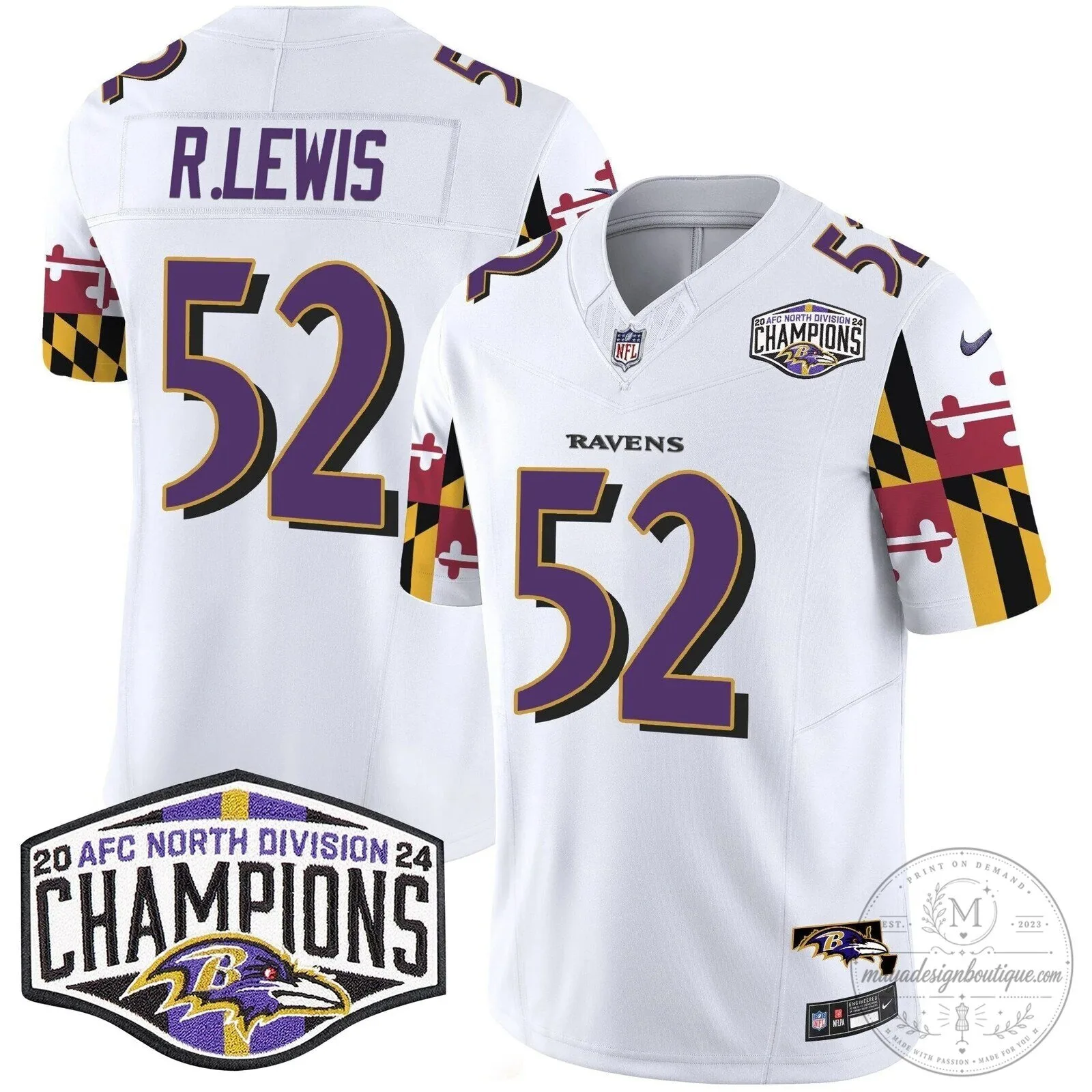 Baltimore Ravens 2024 AFC North Division Champions Henry Football Jersey 46 Baltimore Ravens 2024 AFC North Division Champions Henry Football Jersey