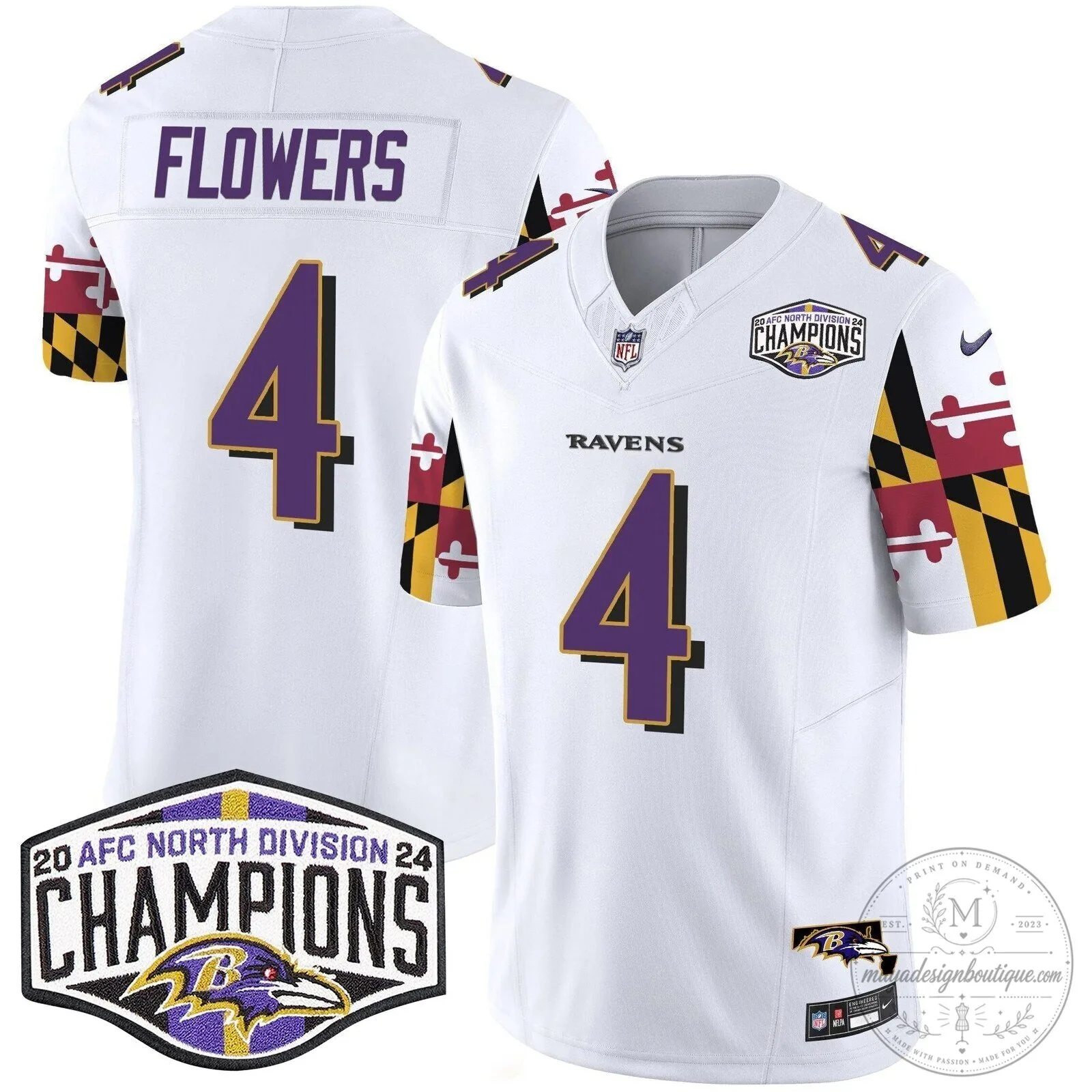 Baltimore Ravens 2024 AFC North Division Champions Henry Football Jersey 47 Baltimore Ravens 2024 AFC North Division Champions Henry Football Jersey