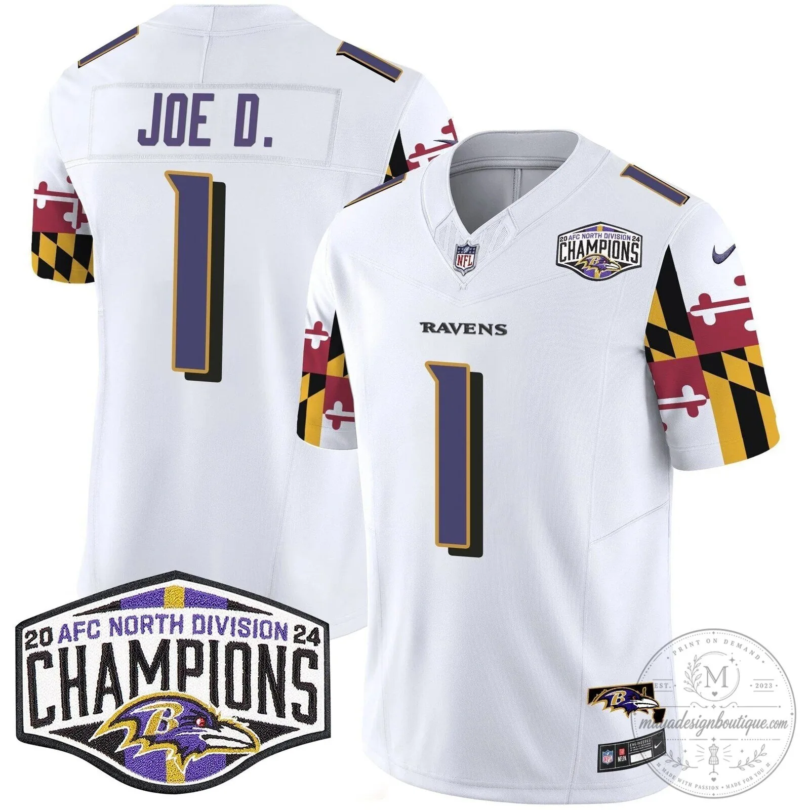 Baltimore Ravens 2024 AFC North Division Champions Henry Football Jersey 49 Baltimore Ravens 2024 AFC North Division Champions Henry Football Jersey