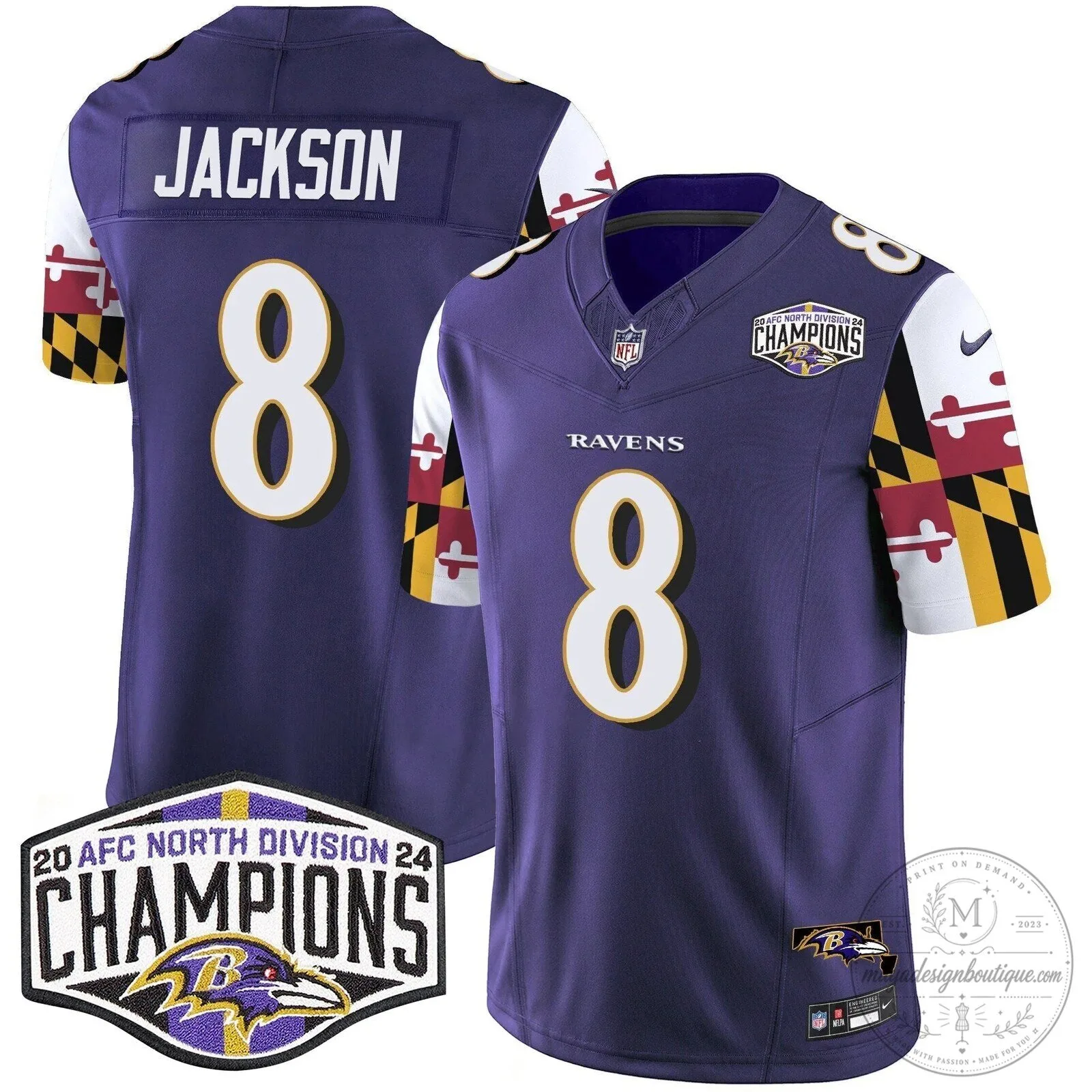 Baltimore Ravens 2024 AFC North Division Champions Henry Football Jersey 51 Baltimore Ravens 2024 AFC North Division Champions Henry Football Jersey