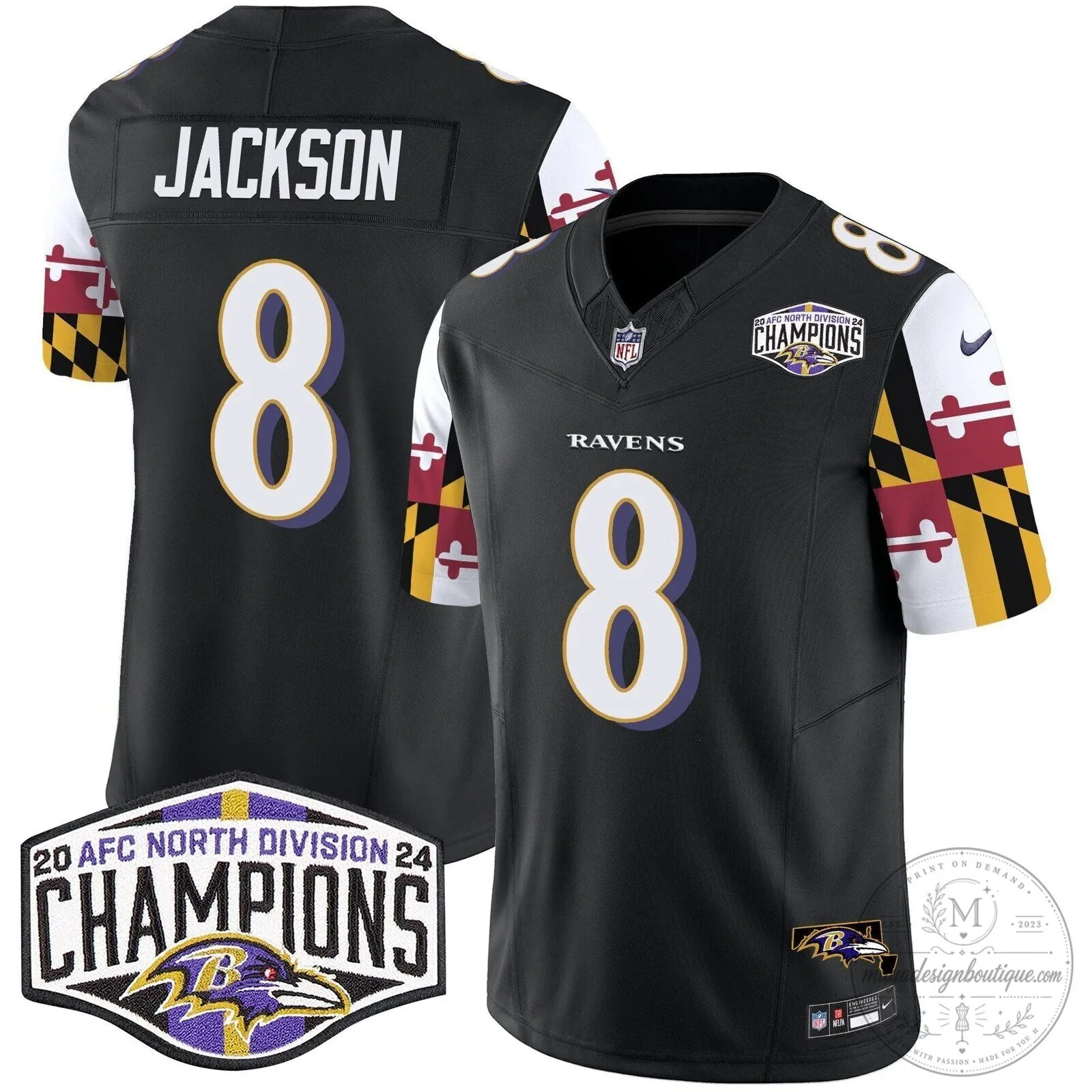 Baltimore Ravens 2024 AFC North Division Champions Henry Football Jersey 52 Baltimore Ravens 2024 AFC North Division Champions Henry Football Jersey