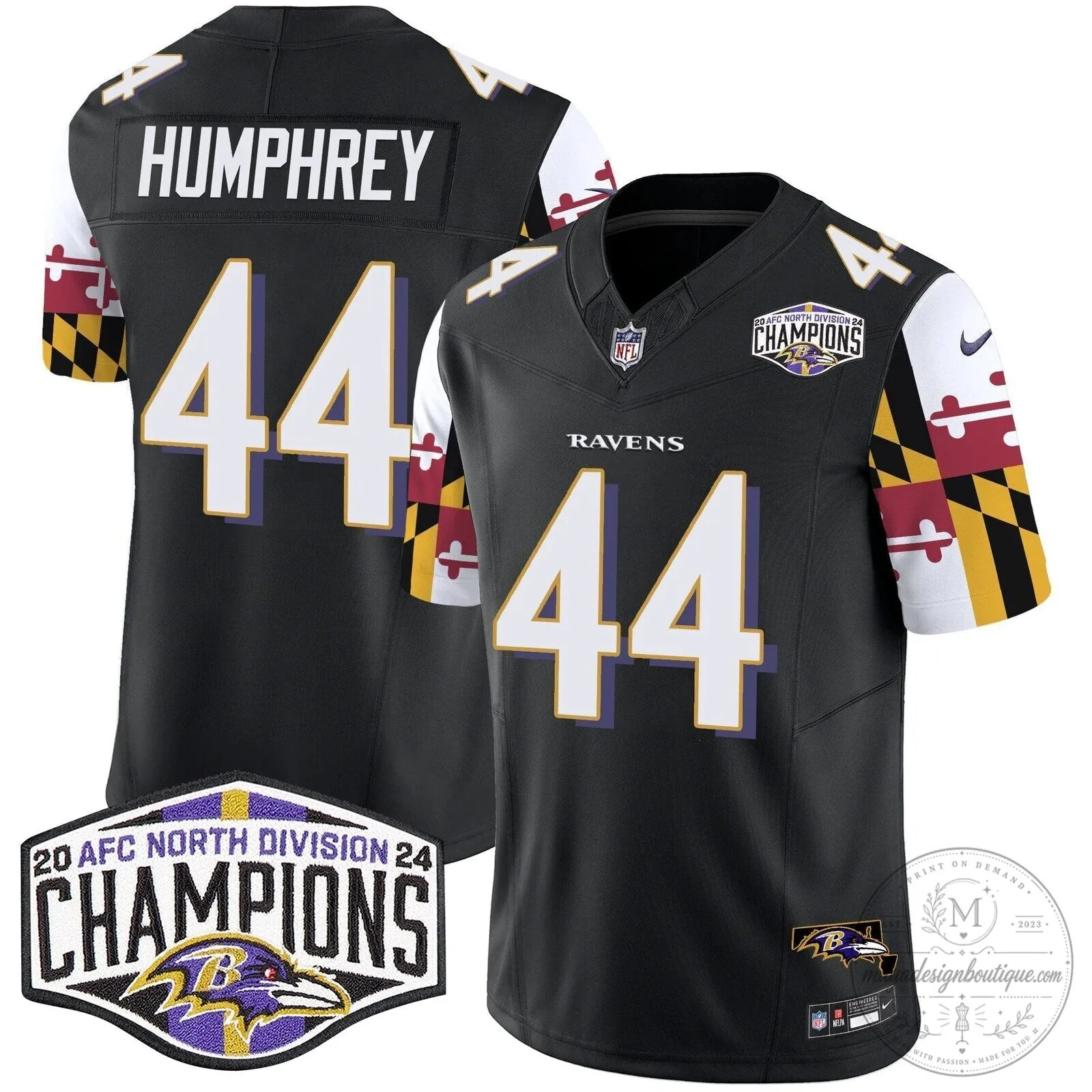 Baltimore Ravens 2024 AFC North Division Champions Henry Football Jersey 55 Baltimore Ravens 2024 AFC North Division Champions Henry Football Jersey