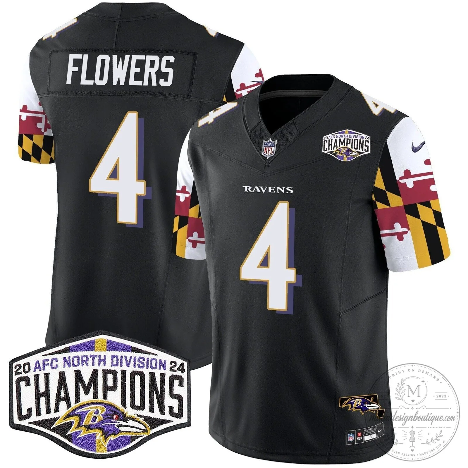 Baltimore Ravens 2024 AFC North Division Champions Henry Football Jersey 57 Baltimore Ravens 2024 AFC North Division Champions Henry Football Jersey