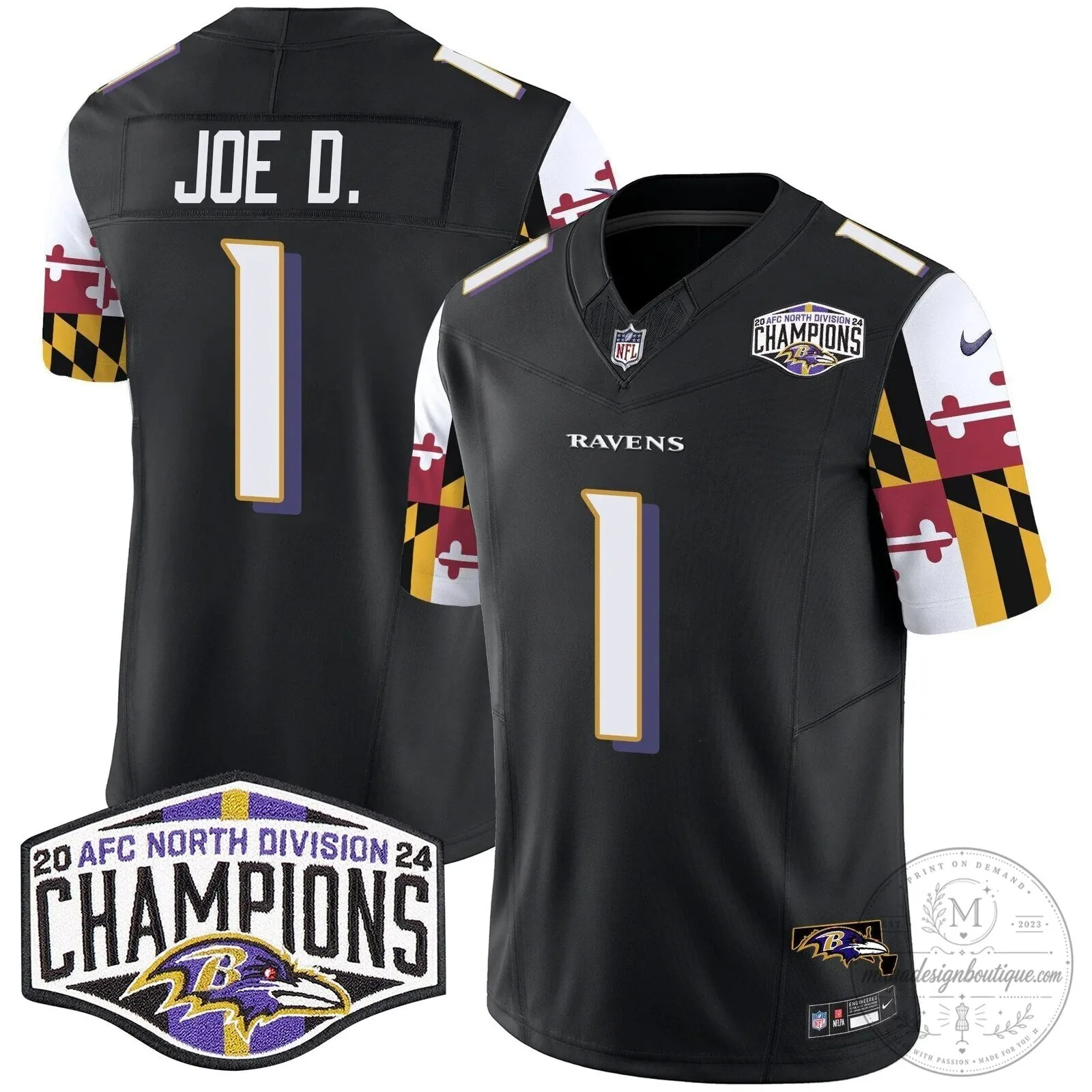 Baltimore Ravens 2024 AFC North Division Champions Henry Football Jersey 59 Baltimore Ravens 2024 AFC North Division Champions Henry Football Jersey