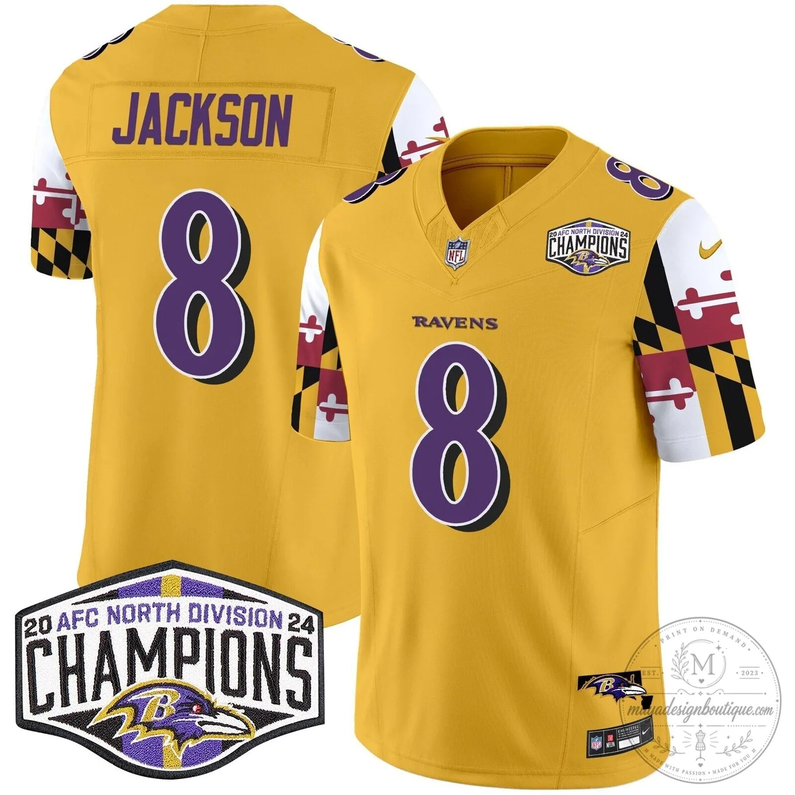 Baltimore Ravens 2024 AFC North Division Champions Henry Football Jersey 61 Baltimore Ravens 2024 AFC North Division Champions Henry Football Jersey