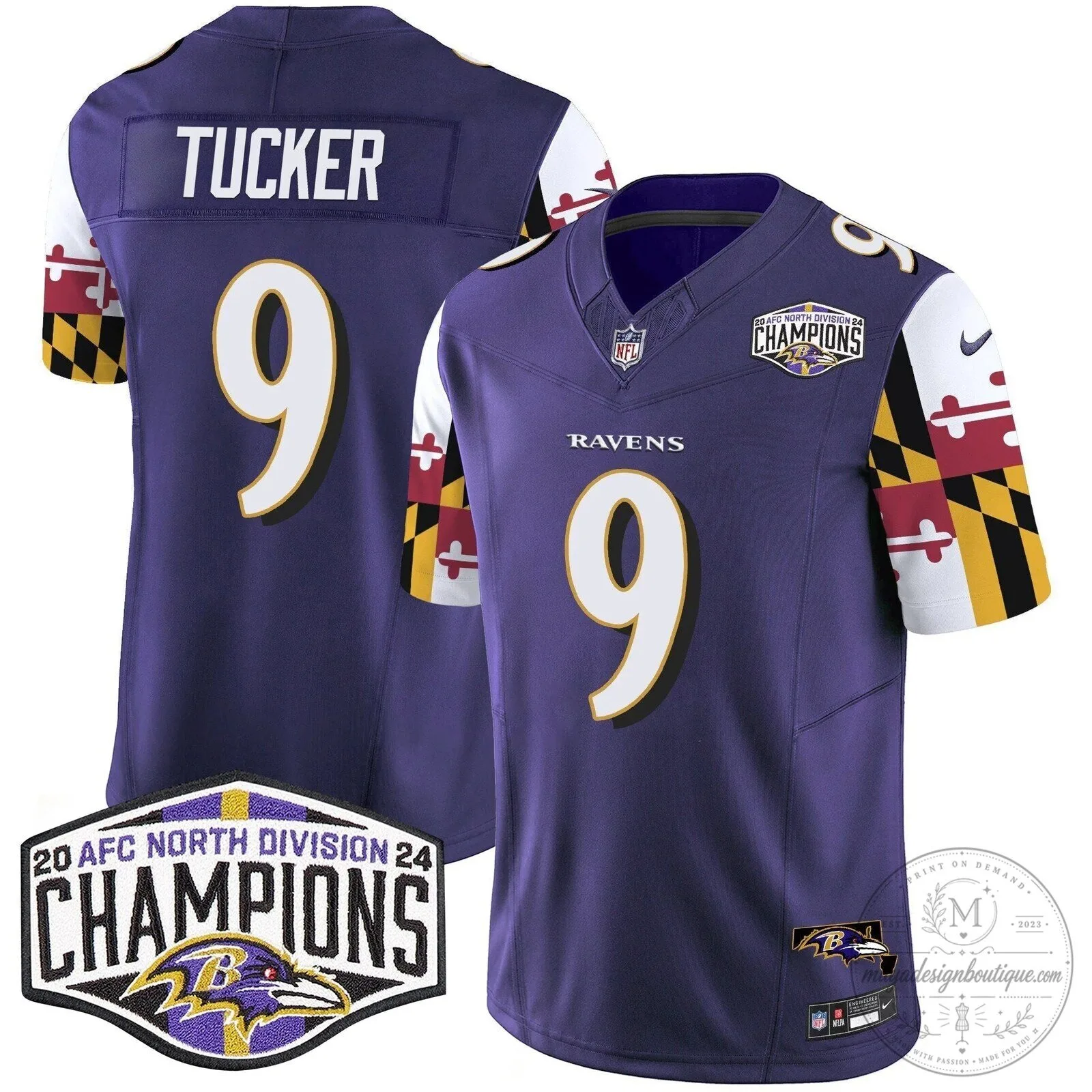 Baltimore Ravens 2024 AFC North Division Champions Henry Football Jersey 62 Baltimore Ravens 2024 AFC North Division Champions Henry Football Jersey