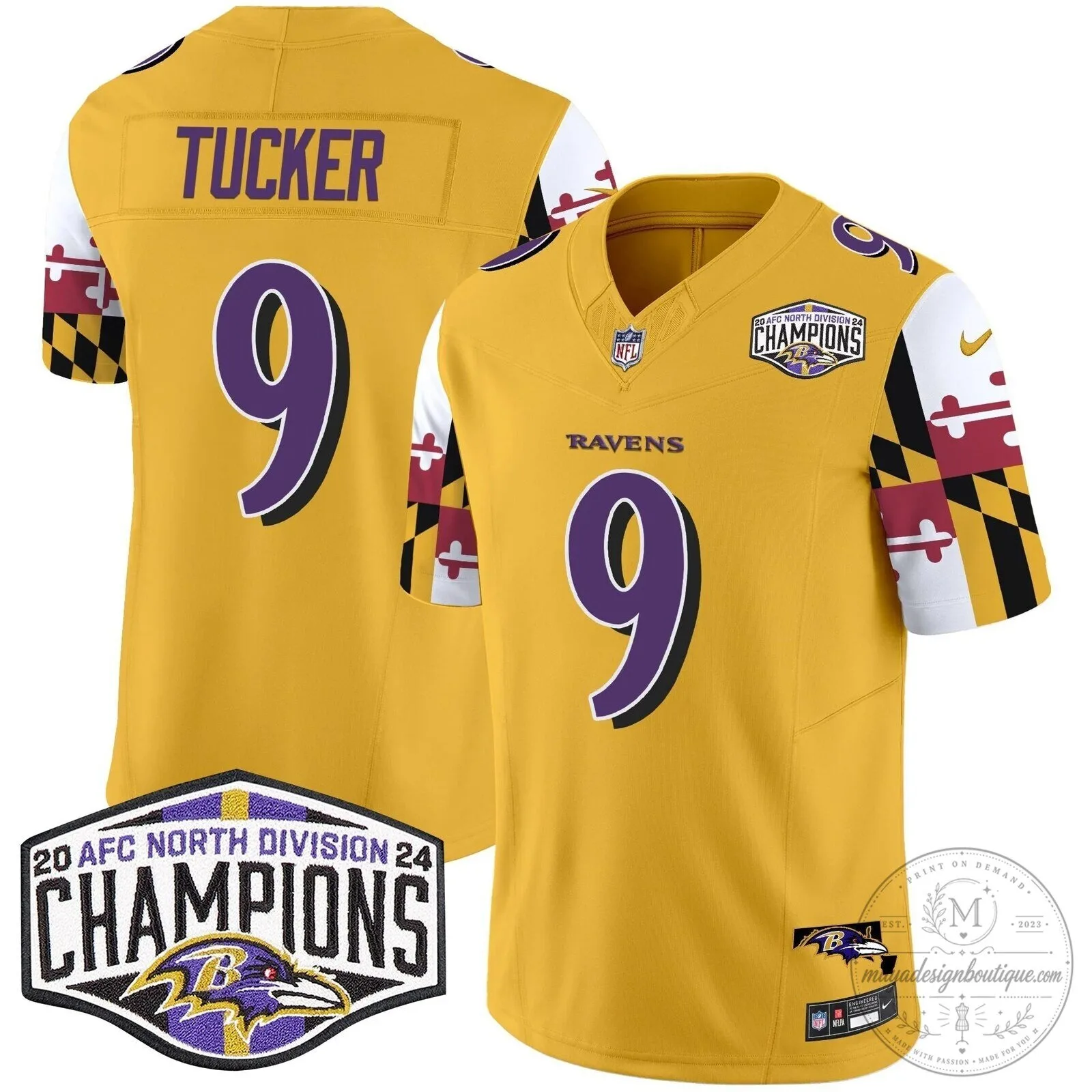 Baltimore Ravens 2024 AFC North Division Champions Henry Football Jersey 63 Baltimore Ravens 2024 AFC North Division Champions Henry Football Jersey