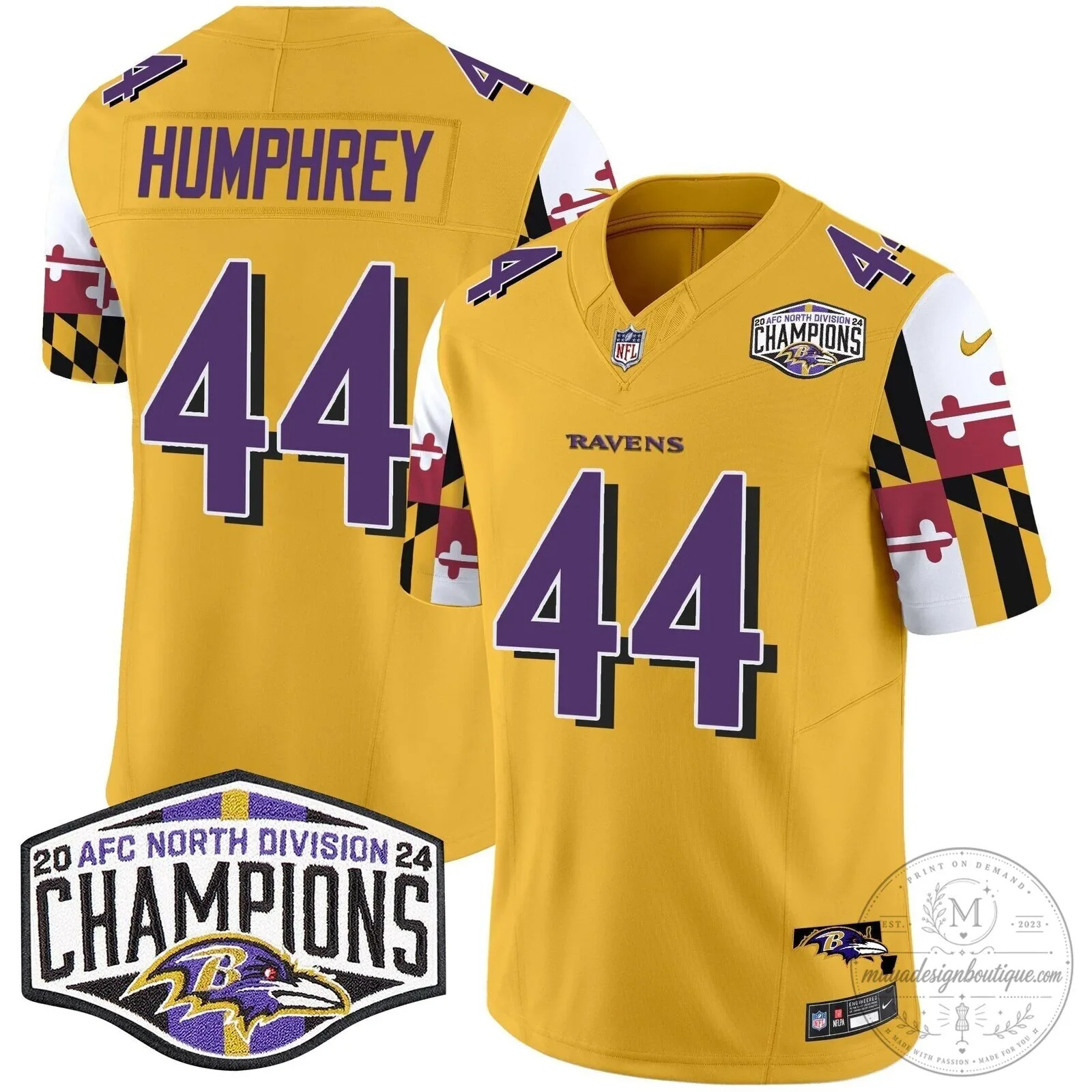 Baltimore Ravens 2024 AFC North Division Champions Henry Football Jersey 65 Baltimore Ravens 2024 AFC North Division Champions Henry Football Jersey