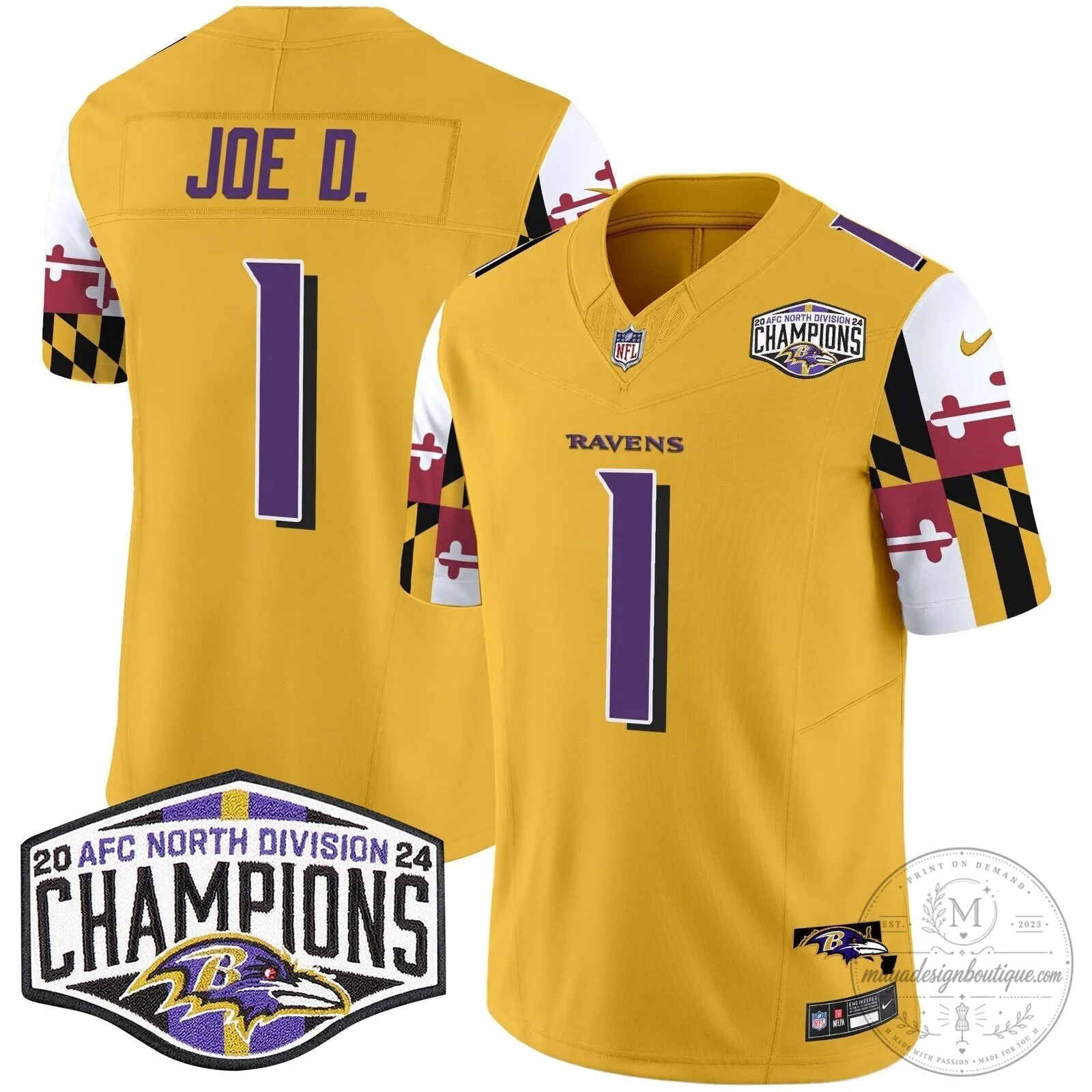 Baltimore Ravens 2024 AFC North Division Champions Henry Football Jersey 69 Baltimore Ravens 2024 AFC North Division Champions Henry Football Jersey