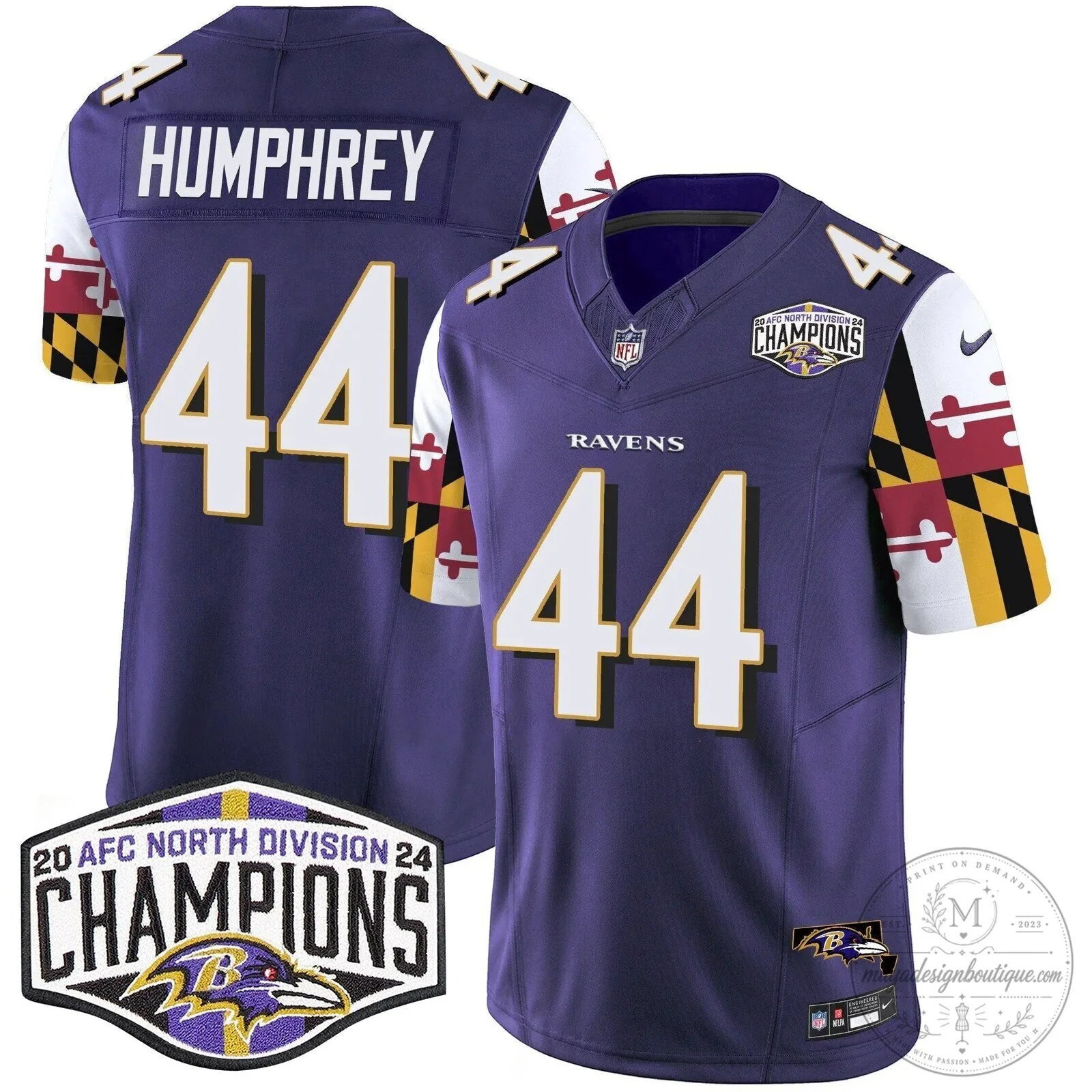 Baltimore Ravens 2024 AFC North Division Champions Henry Football Jersey 71 Baltimore Ravens 2024 AFC North Division Champions Henry Football Jersey