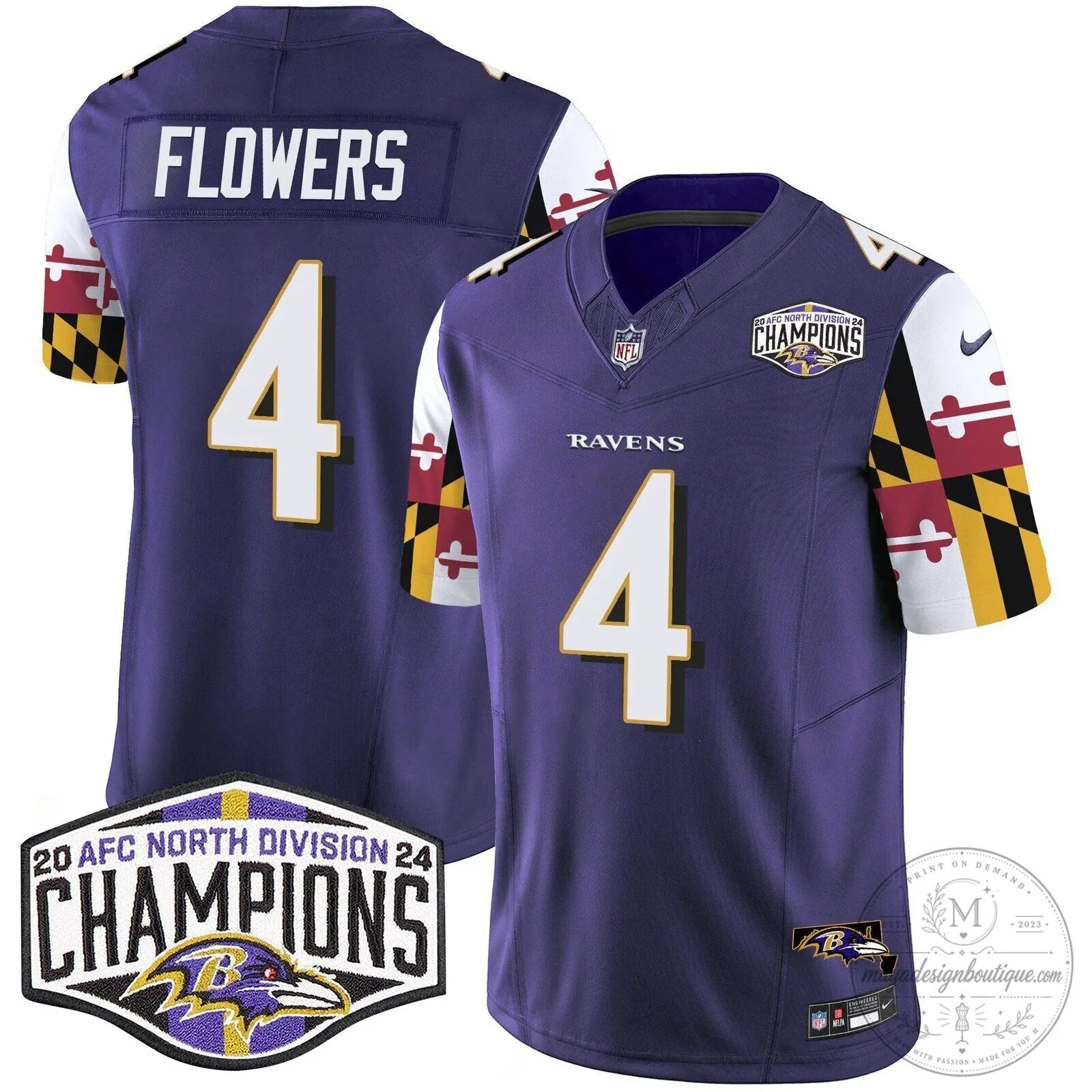 Baltimore Ravens 2024 AFC North Division Champions Henry Football Jersey 73 Baltimore Ravens 2024 AFC North Division Champions Henry Football Jersey