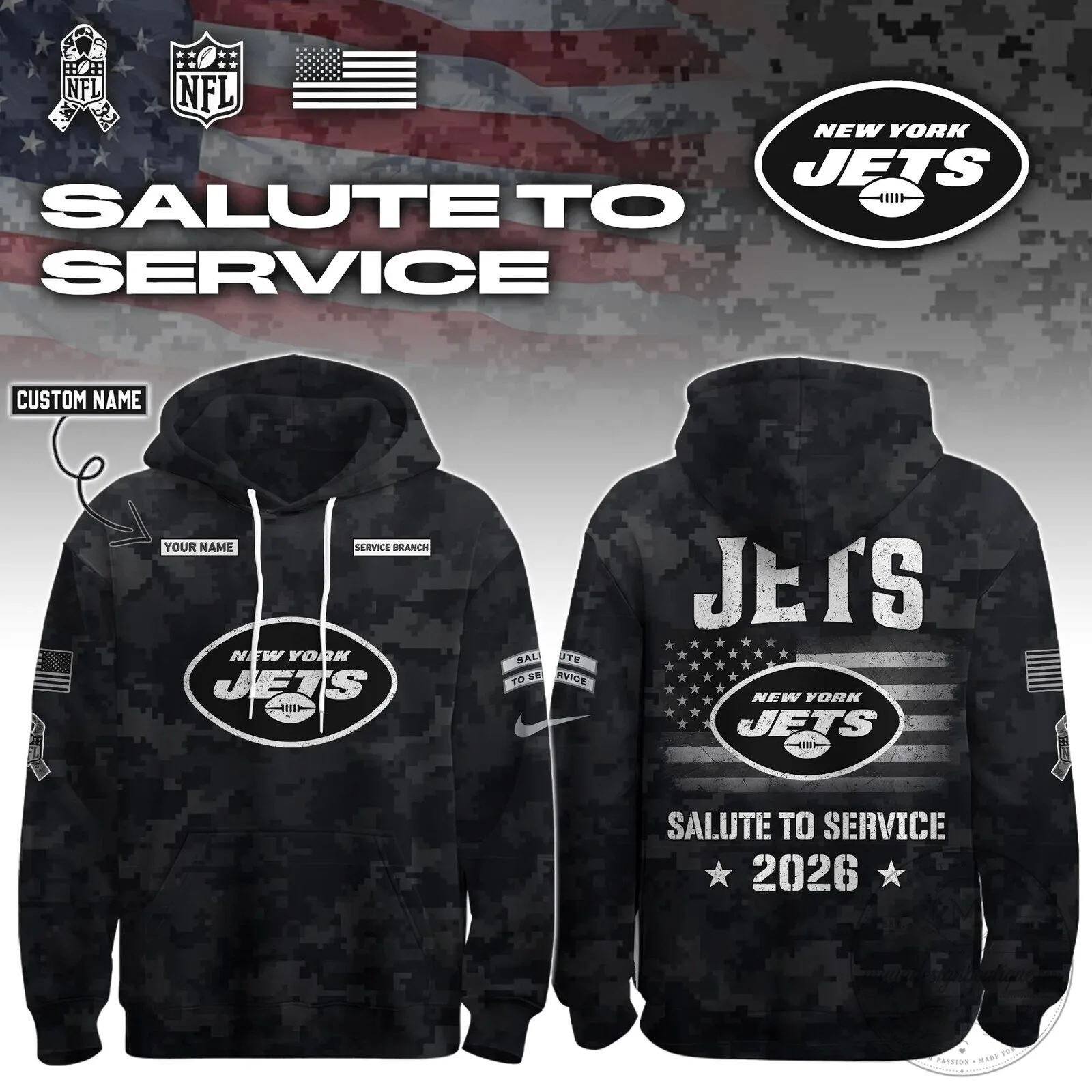 New York Jets Salute To Service 2026 Custom Name And Service Branch Hoodie 4 New York Jets Salute To Service 2026 Custom Name And Service Branch Hoodie