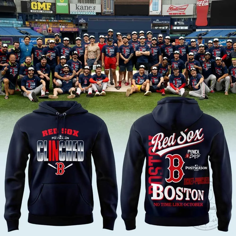 Boston Red Sox 2026 MLB Postseason Clinched Locker Room Hoodie