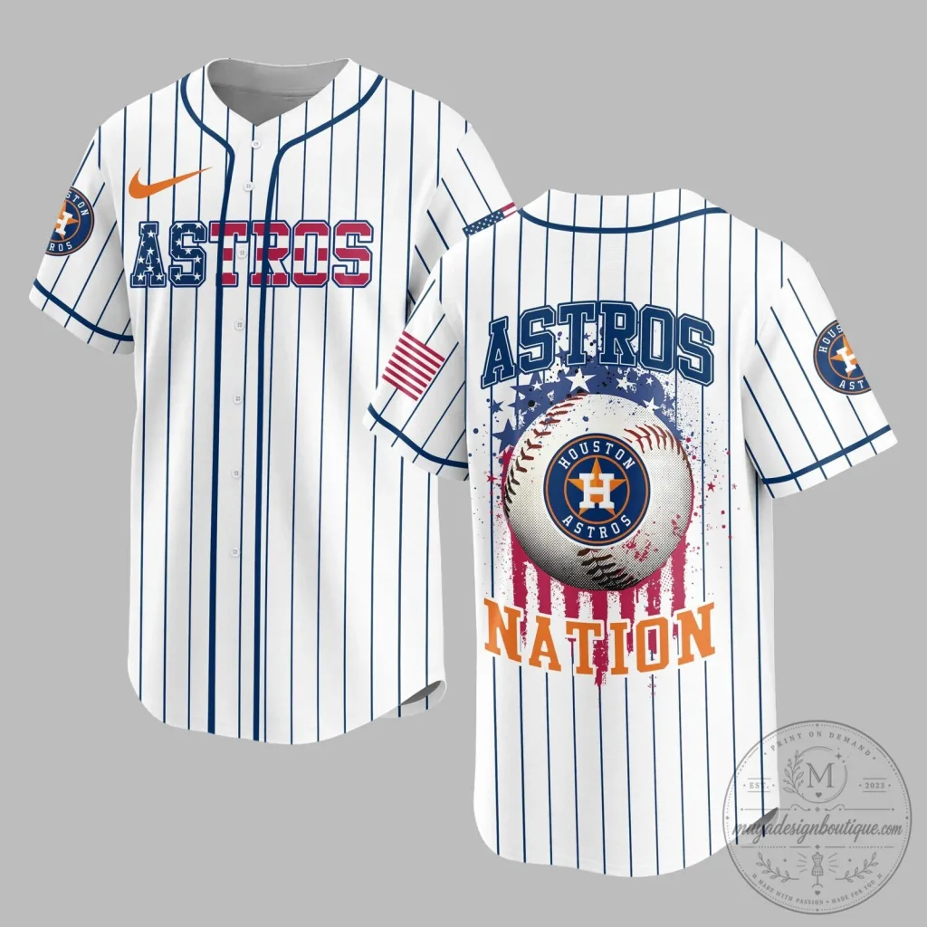 Houston Astros Baseball White Pinstripe Nation Jersey Houston Astros Baseball White Pinstripe Nation Jersey