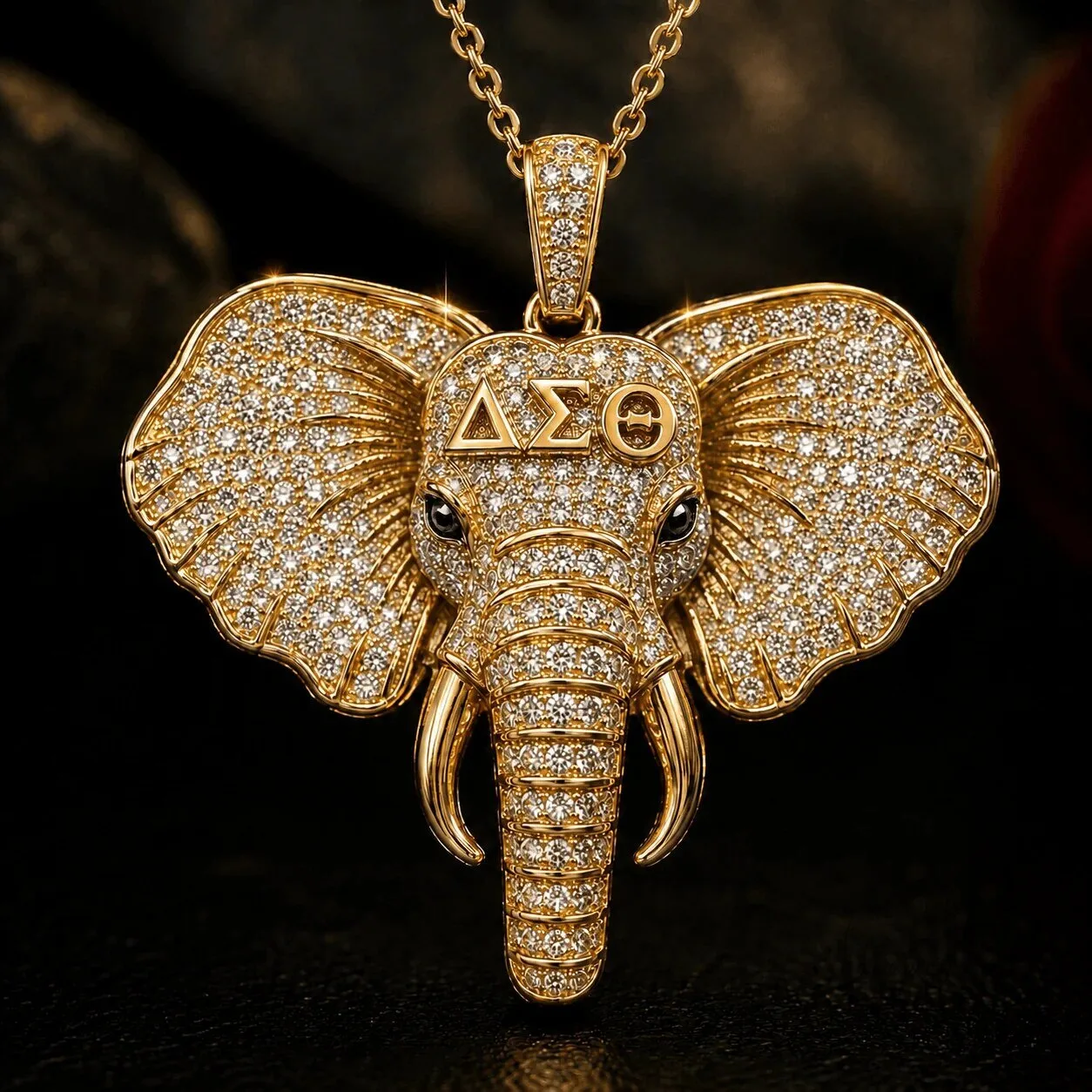 Diamond Pendant Necklace featuring an Elephant for Delta Sigma Theta Sorority 8 Diamond Pendant Necklace featuring an Elephant for Delta Sigma Theta Sorority