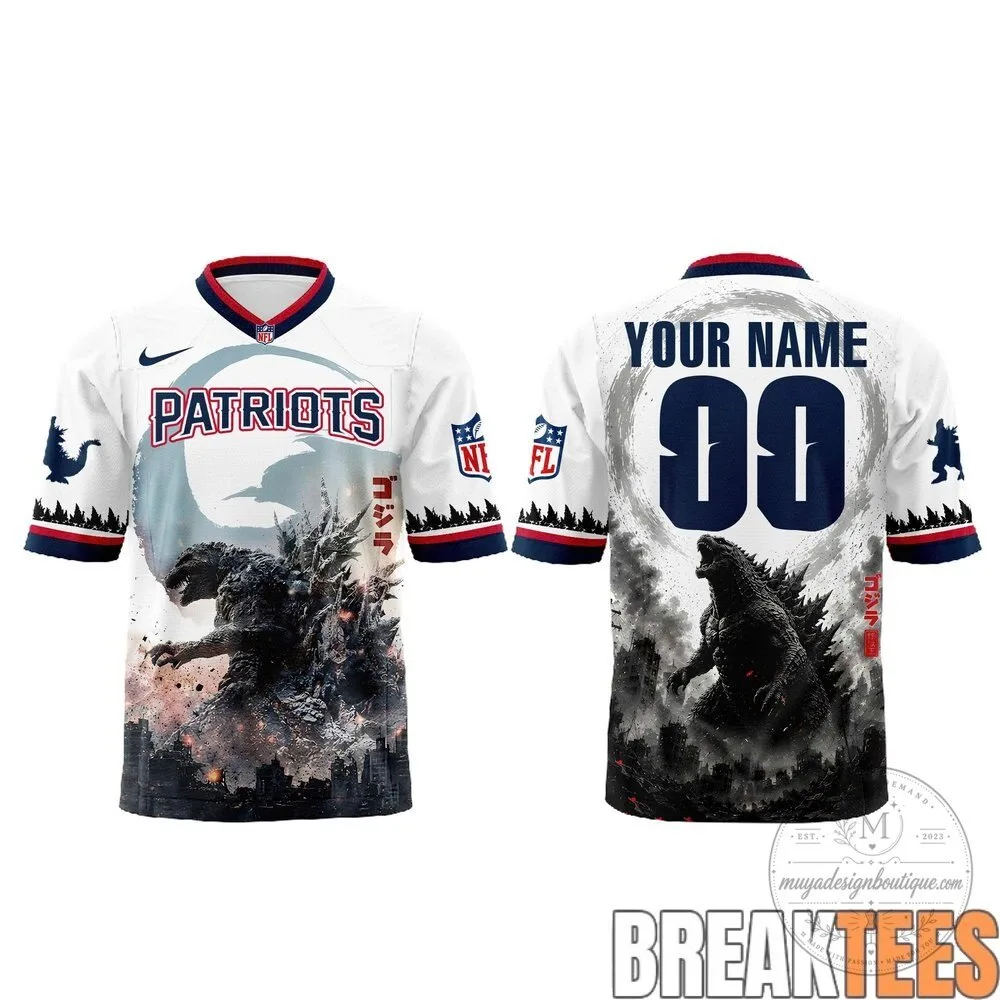 New England Patriots Godzilla Minus One King of the Monsters Football Jersey 7 New England Patriots Godzilla Minus One King of the Monsters Football Jersey