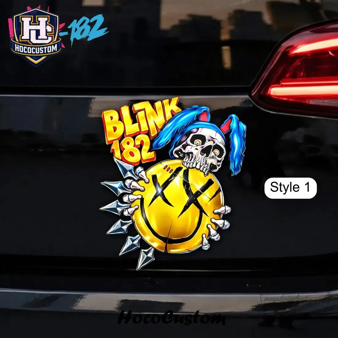 Blink-182 Skull Smiley Face Car Bumper Sticker Decal