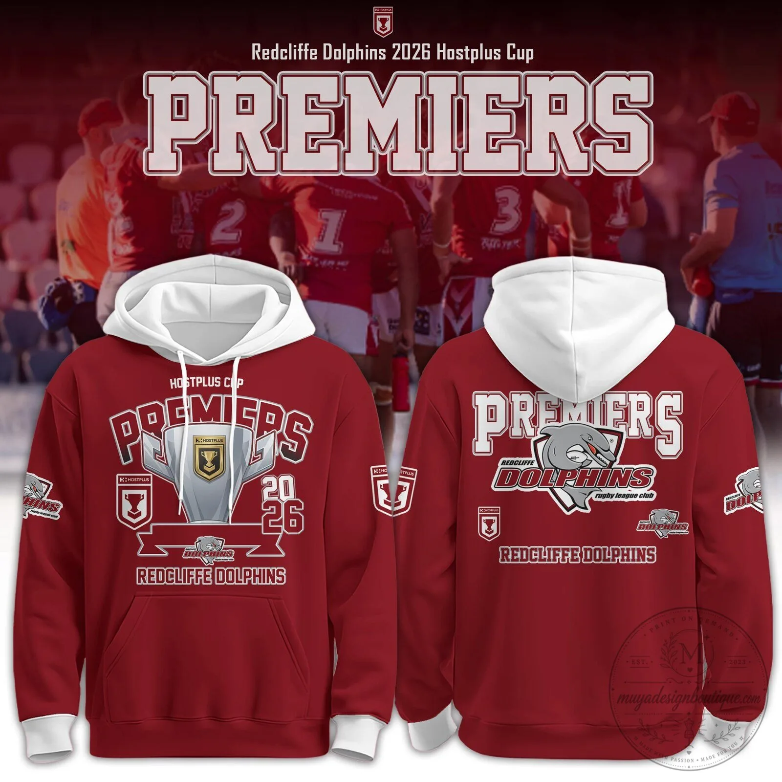 Redcliffe Dolphins 2026 Hostplus Cup Premiers Rugby League Hoodie