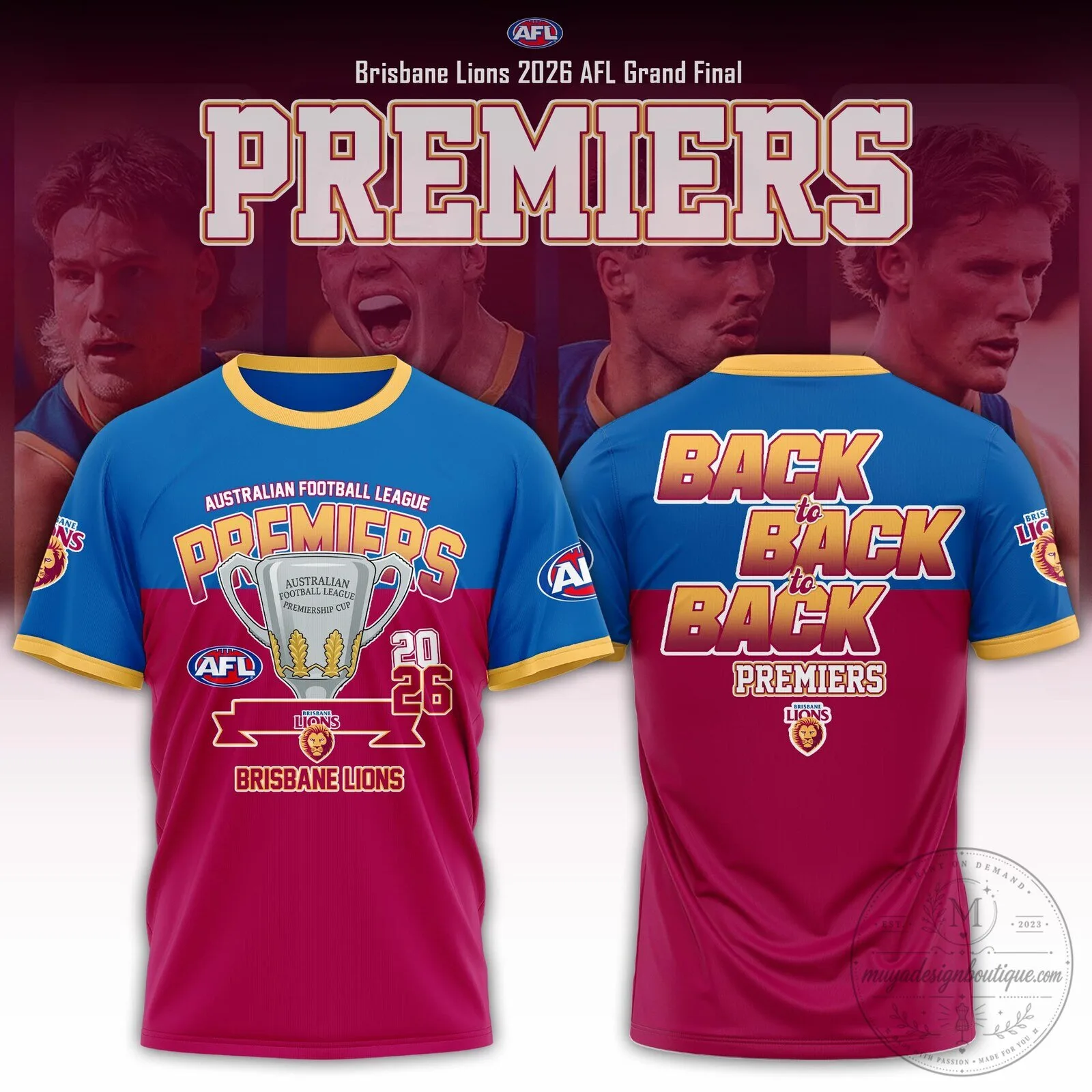 Brisbane Lions 2026 Australian Football League Premiers Three-Peat Commemorative T-Shirt