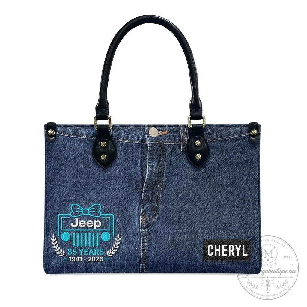 Jeep Girl 85th Anniversary Faux Denim Personalized Leather Handbag 24 Jeep Girl 85th Anniversary Faux Denim Personalized Leather Handbag
