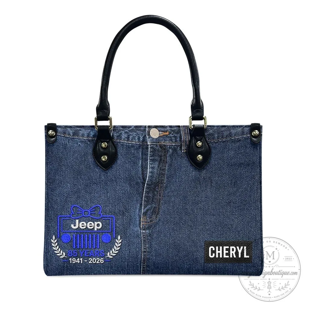 Jeep Girl 85th Anniversary Faux Denim Personalized Leather Handbag 27 Jeep Girl 85th Anniversary Faux Denim Personalized Leather Handbag