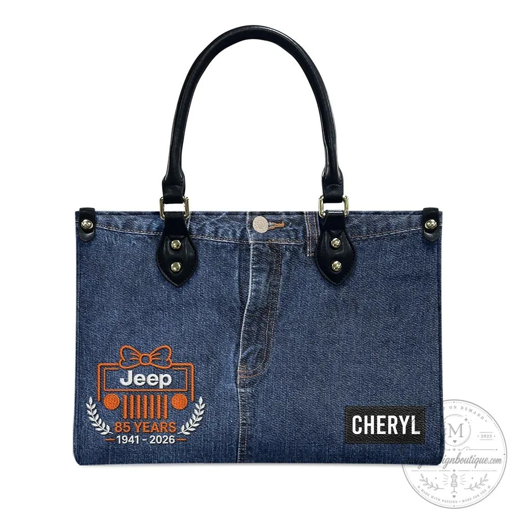 Jeep Girl 85th Anniversary Faux Denim Personalized Leather Handbag 28 Jeep Girl 85th Anniversary Faux Denim Personalized Leather Handbag
