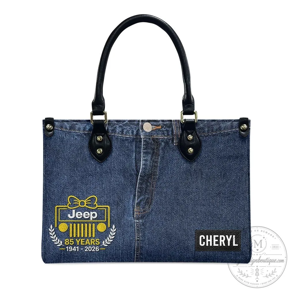 Jeep Girl 85th Anniversary Faux Denim Personalized Leather Handbag 29 Jeep Girl 85th Anniversary Faux Denim Personalized Leather Handbag
