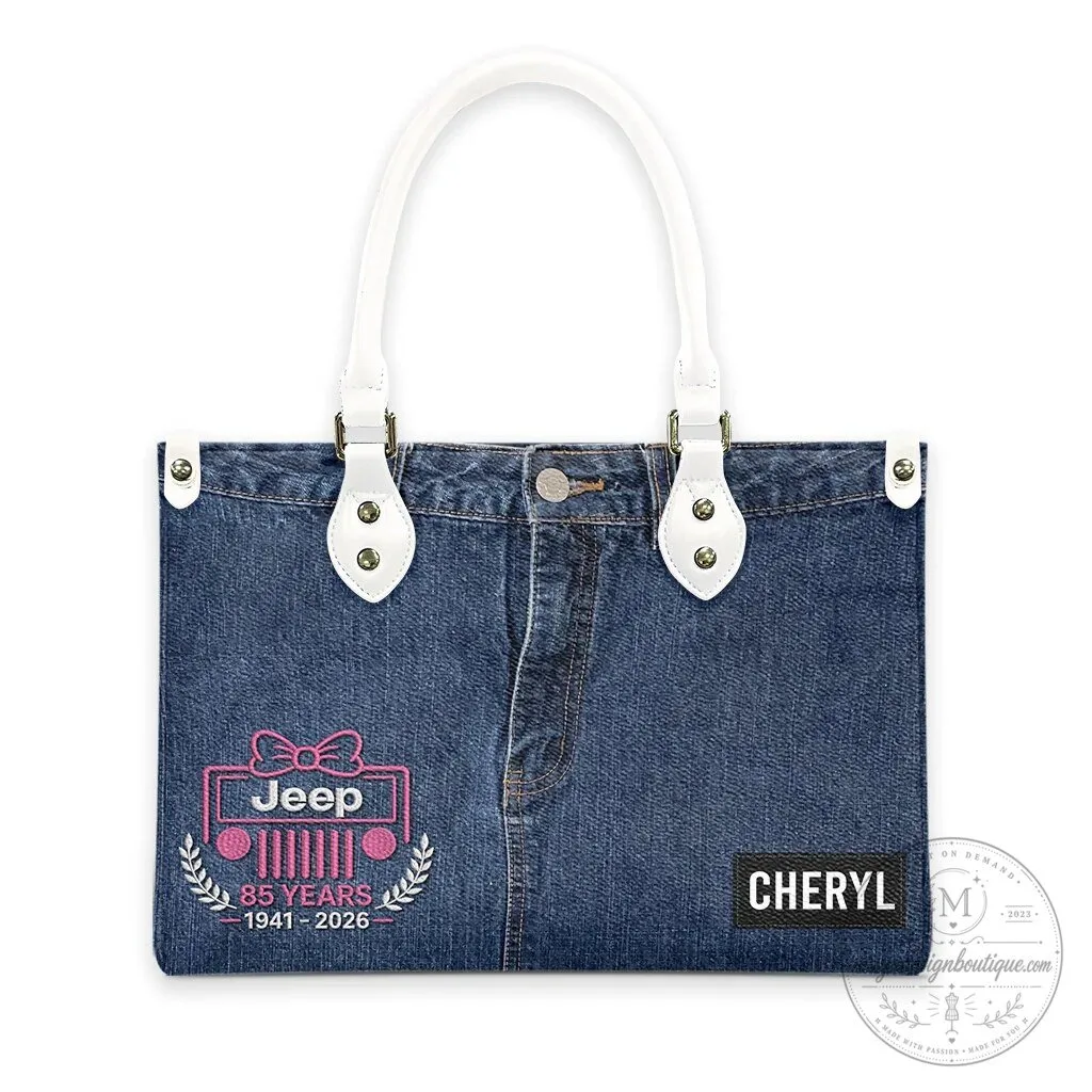 Jeep Girl 85th Anniversary Faux Denim Personalized Leather Handbag 30 Jeep Girl 85th Anniversary Faux Denim Personalized Leather Handbag