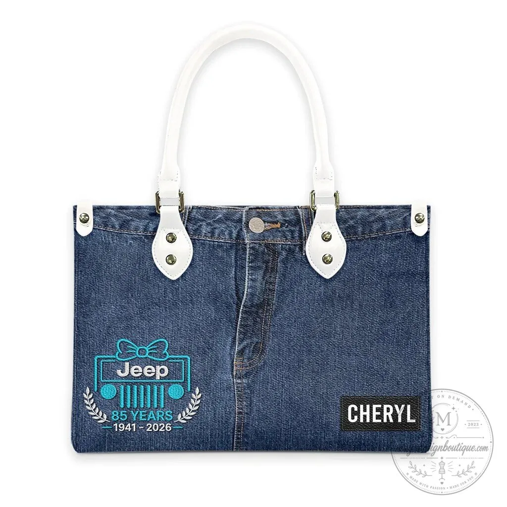 Jeep Girl 85th Anniversary Faux Denim Personalized Leather Handbag 32 Jeep Girl 85th Anniversary Faux Denim Personalized Leather Handbag