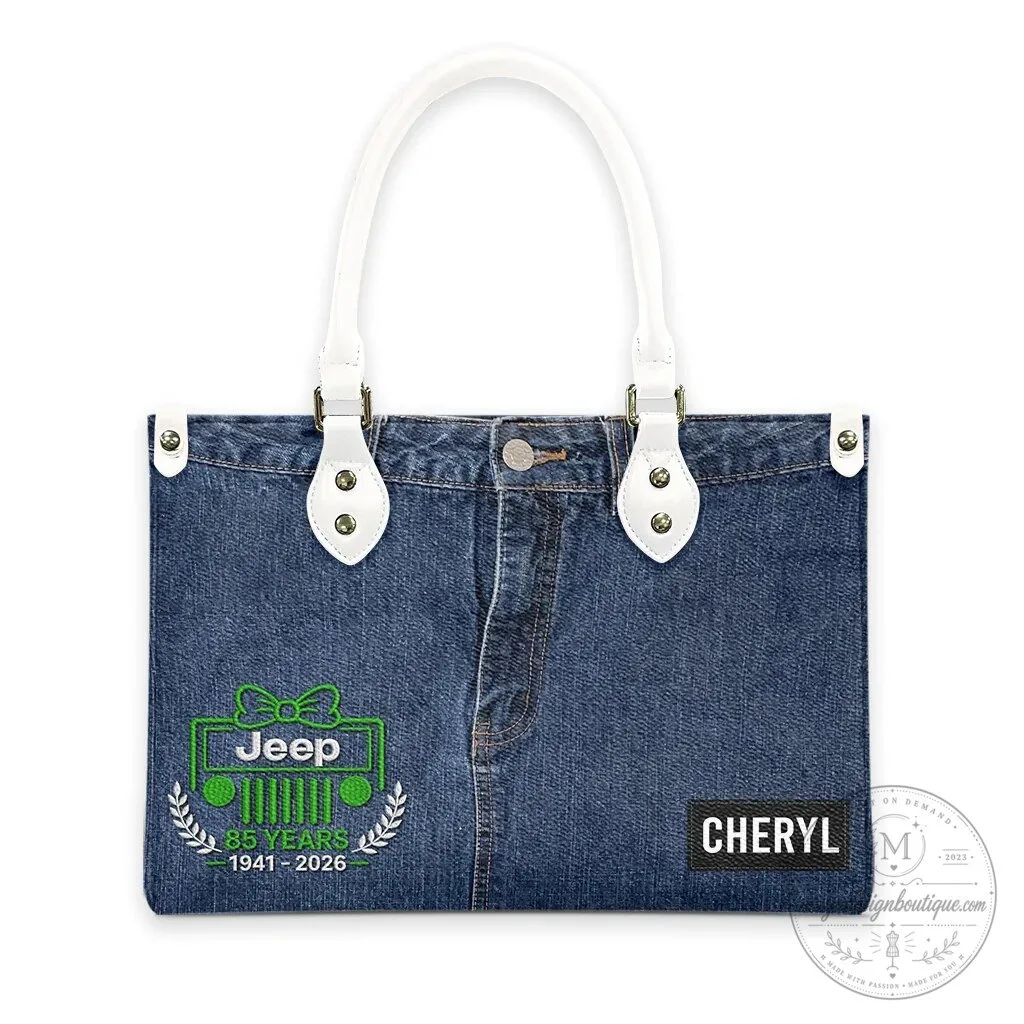 Jeep Girl 85th Anniversary Faux Denim Personalized Leather Handbag 33 Jeep Girl 85th Anniversary Faux Denim Personalized Leather Handbag