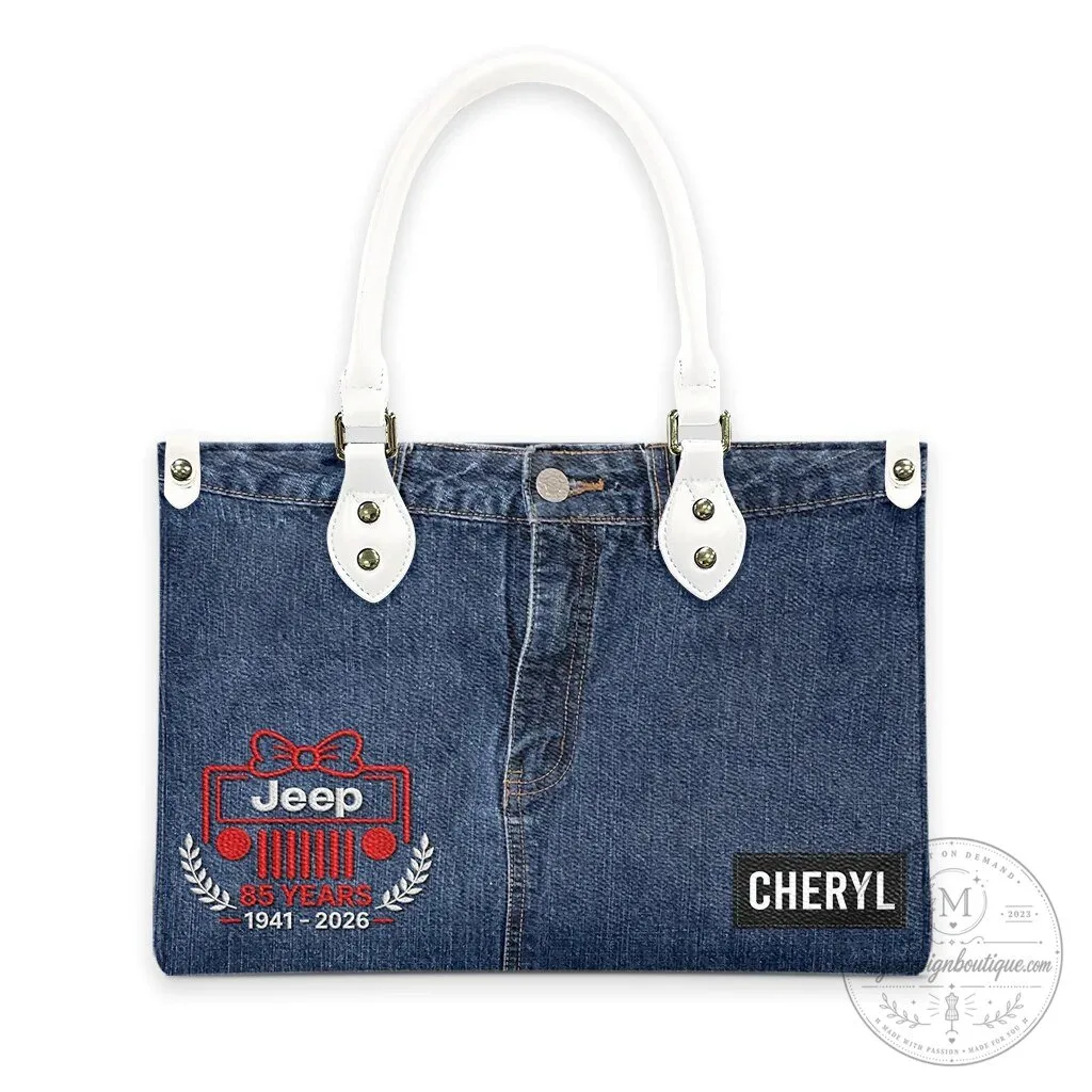 Jeep Girl 85th Anniversary Faux Denim Personalized Leather Handbag 34 Jeep Girl 85th Anniversary Faux Denim Personalized Leather Handbag
