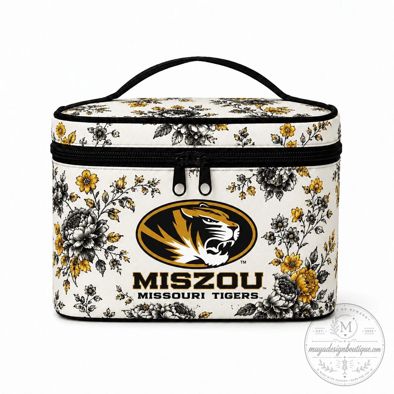Missouri Tigers Floral Pattern Cosmetic Bag 17 Missouri Tigers Floral Pattern Cosmetic Bag