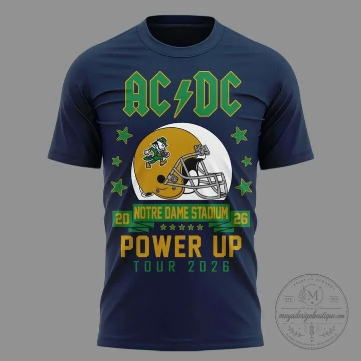 2026 Concert T-Shirt for AC/DC Power Up Tour - Notre Dame Football 10 2026 Concert T-Shirt for AC/DC Power Up Tour - Notre Dame Football