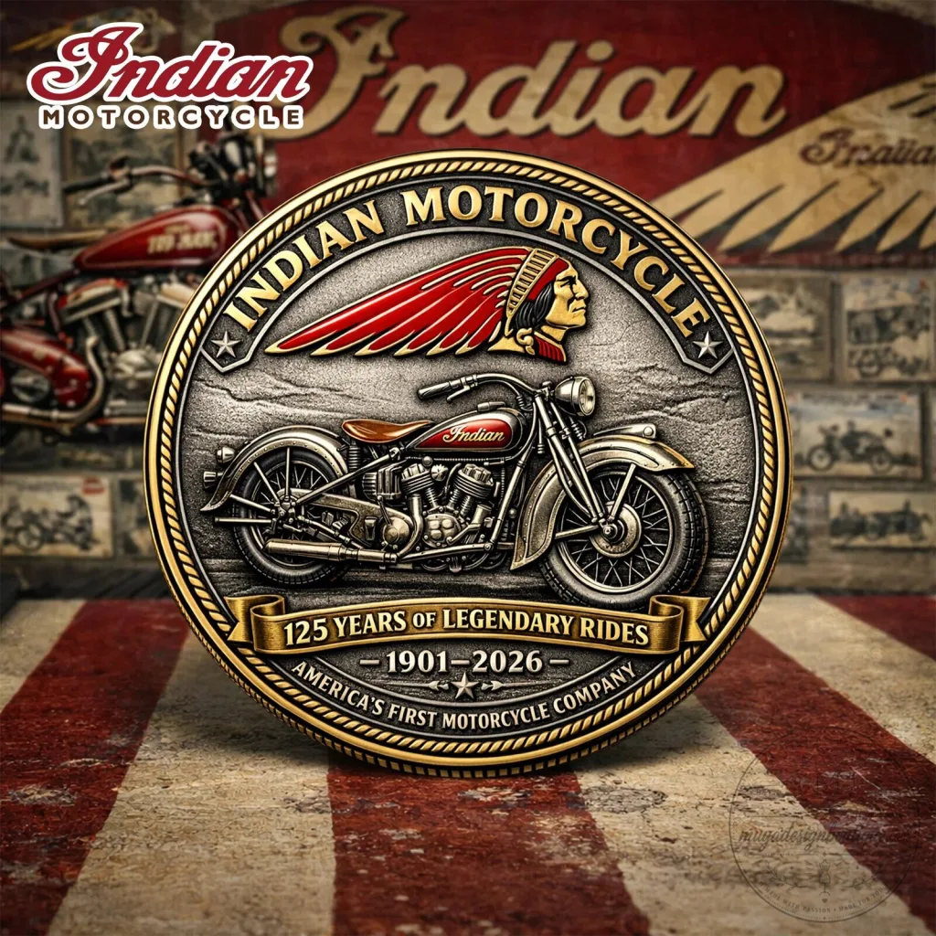 Indian Motorcycle 125 Years Legendary Rides Commemorative Coin Indian Motorcycle 125 Years Legendary Rides Commemorative Coin