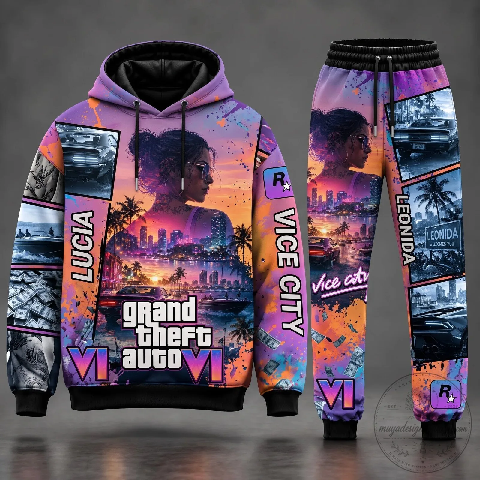 Grand Theft Auto Lucia and Jason Vice City Police Dept. Case Hoodie 12 Grand Theft Auto Lucia and Jason Vice City Police Dept. Case Hoodie