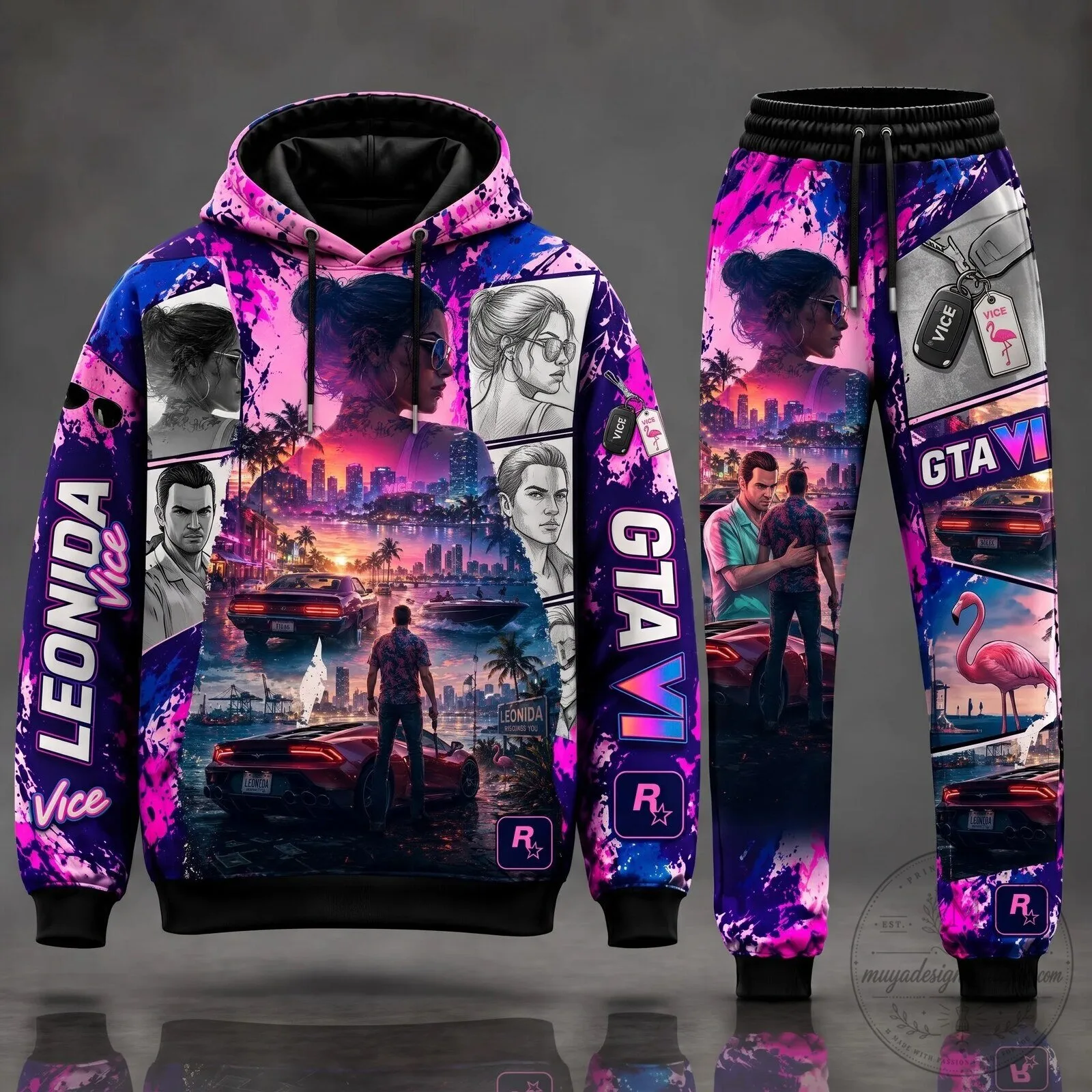 Grand Theft Auto Lucia and Jason Vice City Police Dept. Case Hoodie 13 Grand Theft Auto Lucia and Jason Vice City Police Dept. Case Hoodie
